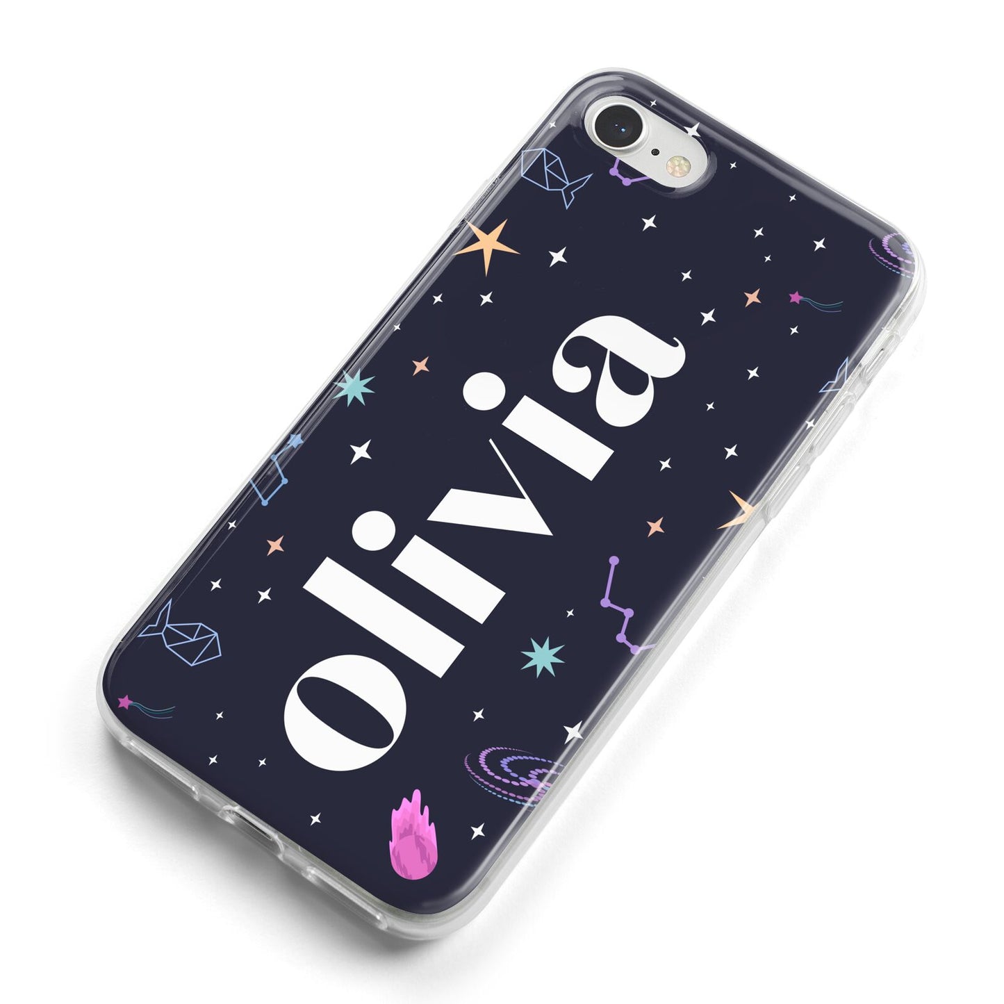 Funky Starry Night Personalised Name iPhone 8 Bumper Case on Silver iPhone Alternative Image
