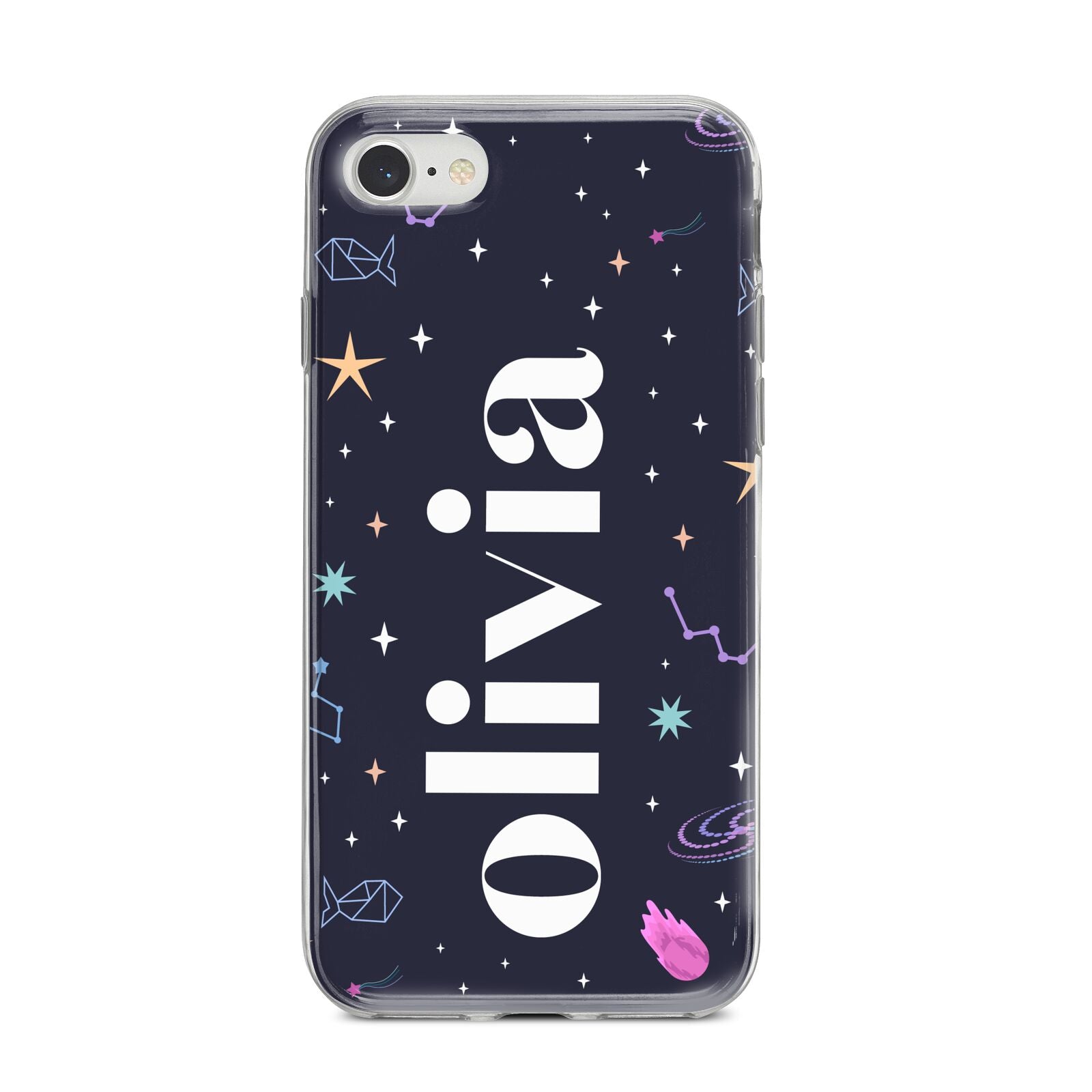 Funky Starry Night Personalised Name iPhone 8 Bumper Case on Silver iPhone
