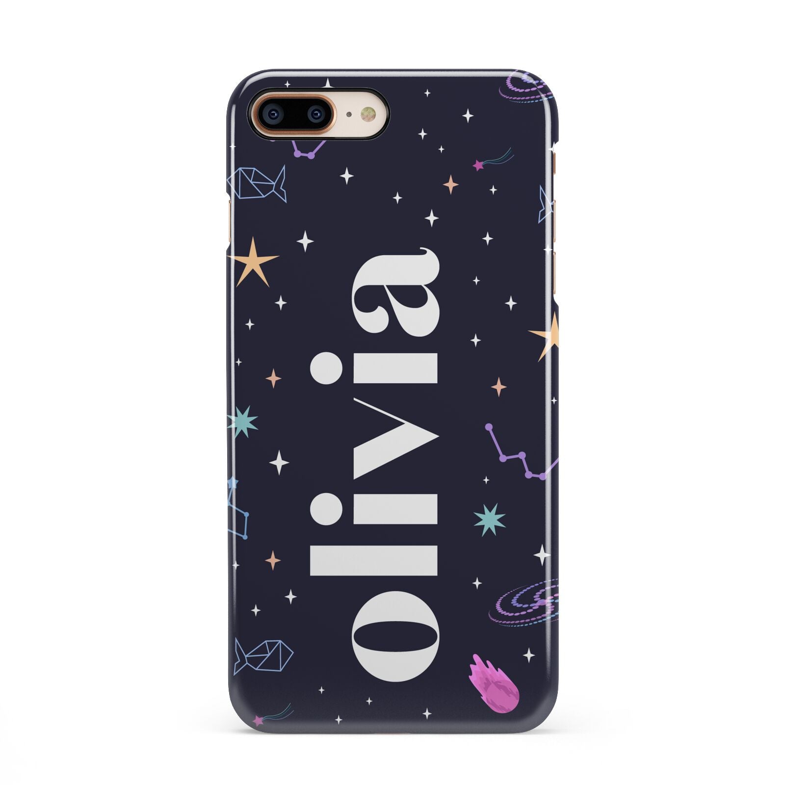 Funky Starry Night Personalised Name iPhone 8 Plus 3D Snap Case on Gold Phone
