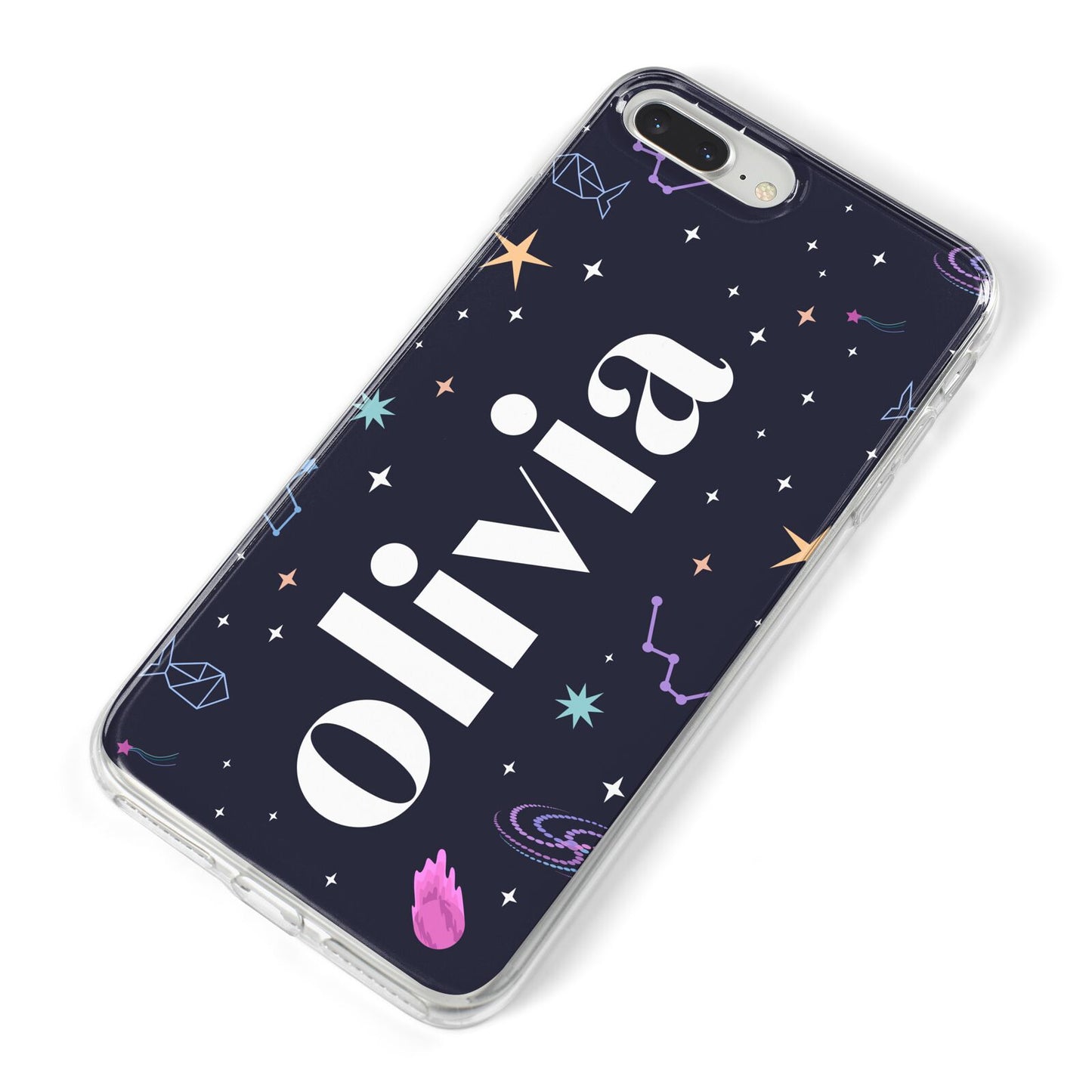 Funky Starry Night Personalised Name iPhone 8 Plus Bumper Case on Silver iPhone Alternative Image