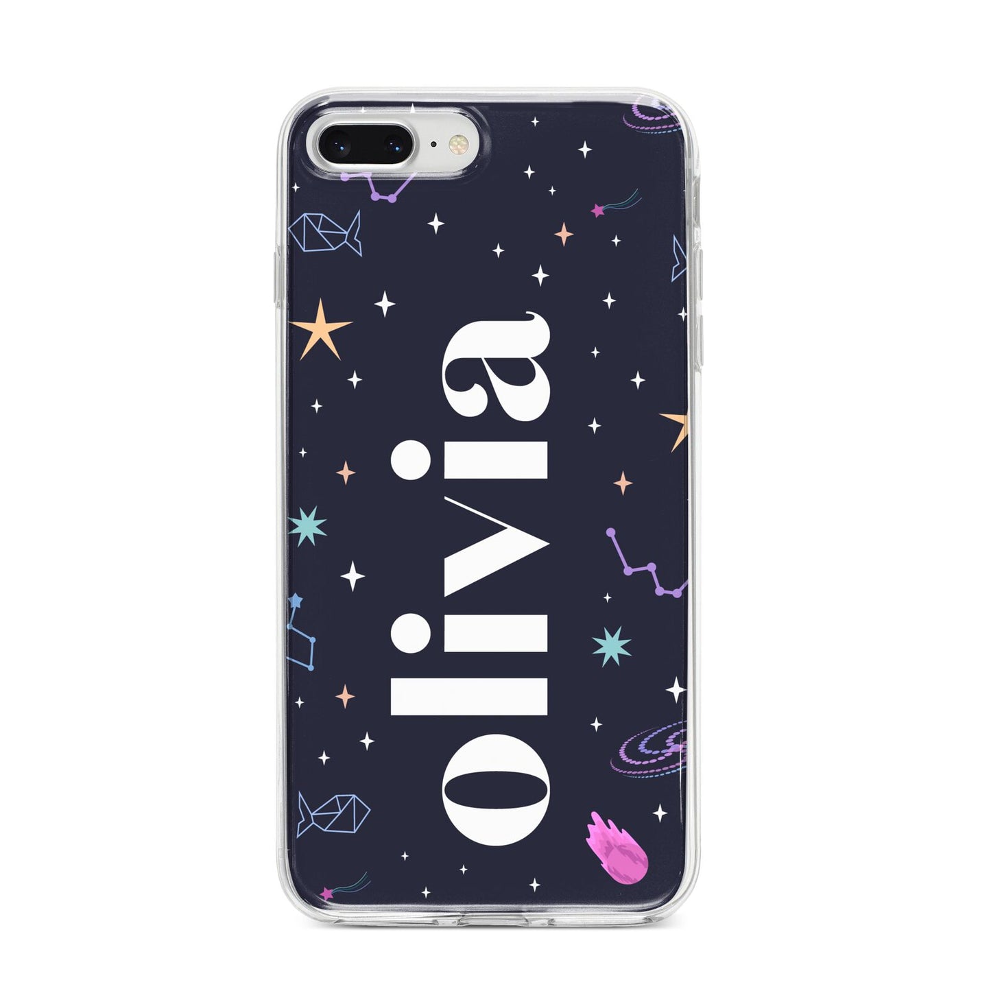 Funky Starry Night Personalised Name iPhone 8 Plus Bumper Case on Silver iPhone