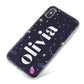 Funky Starry Night Personalised Name iPhone X Bumper Case on Silver iPhone