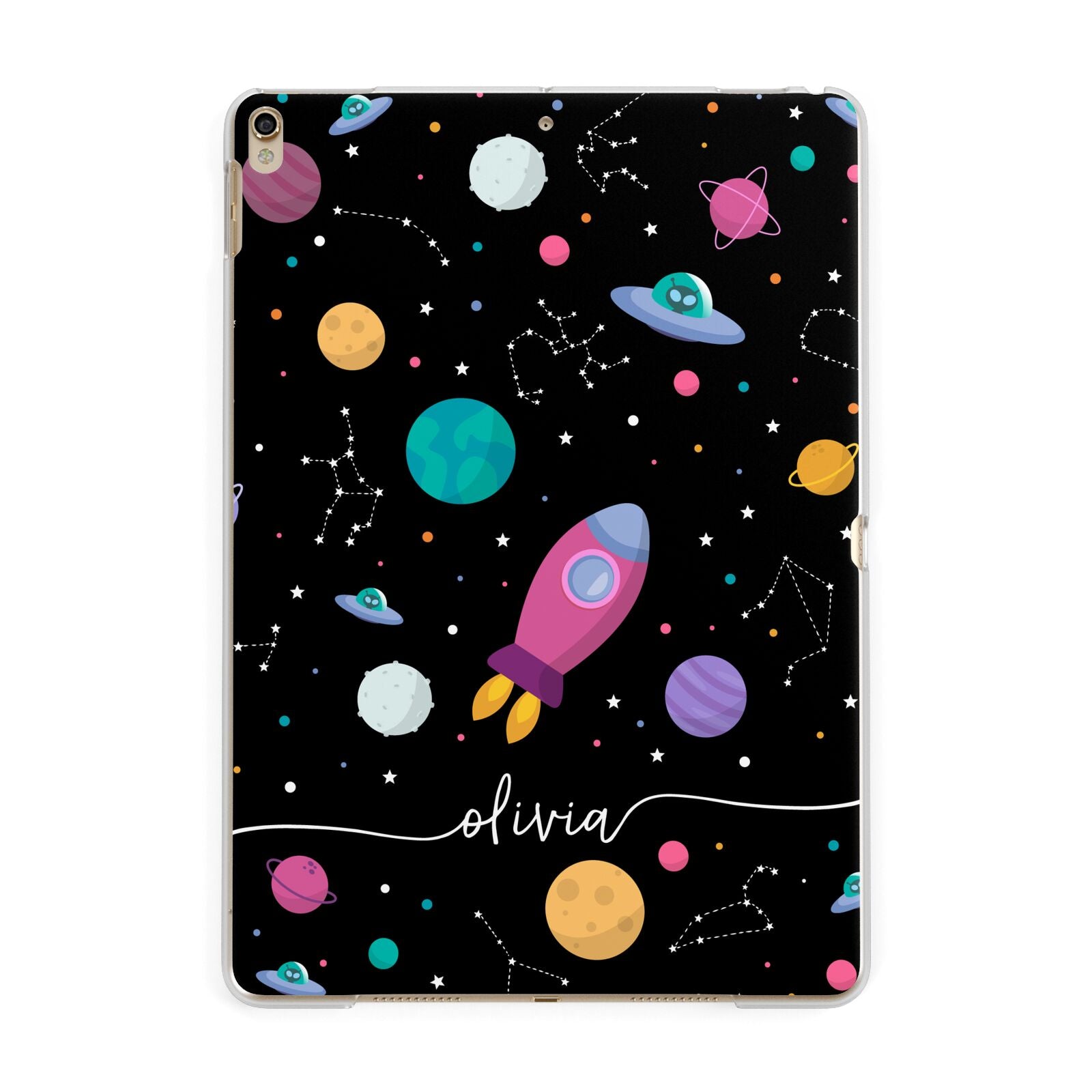 Galaxy Artwork with Name Apple iPad Gold Case