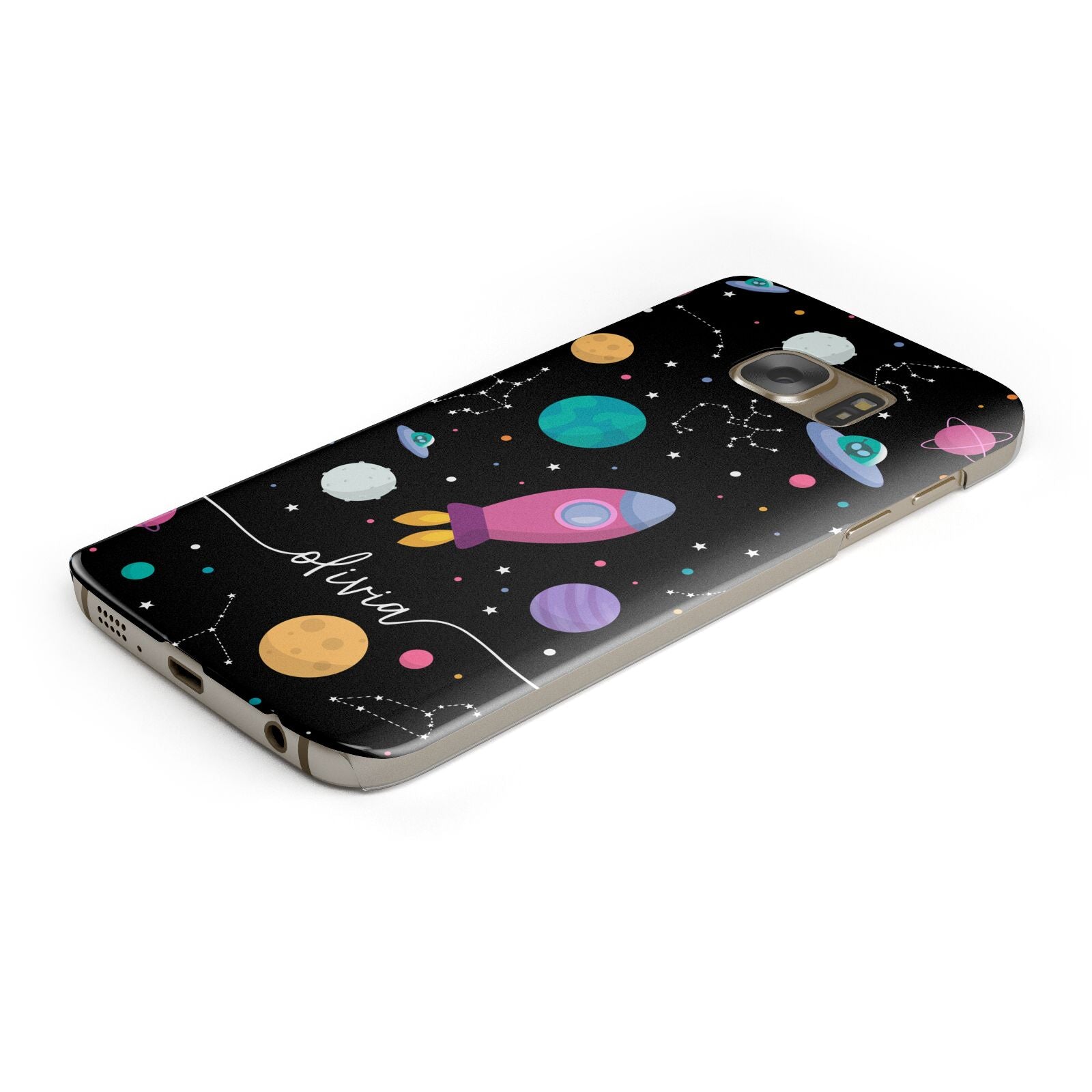 Galaxy Artwork with Name Protective Samsung Galaxy Case Angled Image