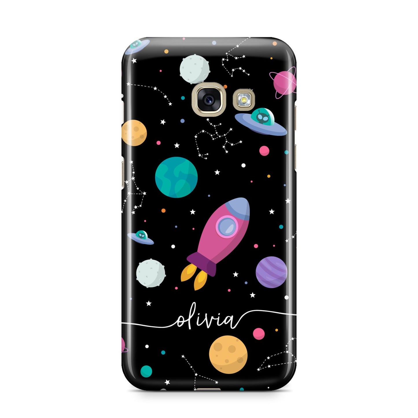 Galaxy Artwork with Name Samsung Galaxy A3 2017 Case on gold phone