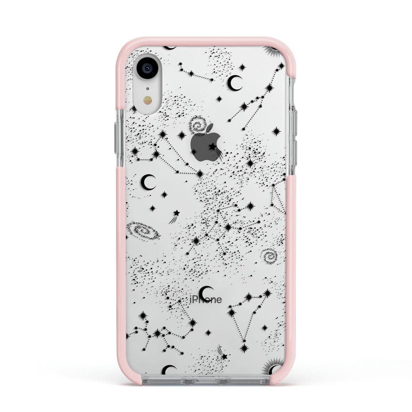 Galaxy Constellation Apple iPhone XR Impact Case Pink Edge on Silver Phone