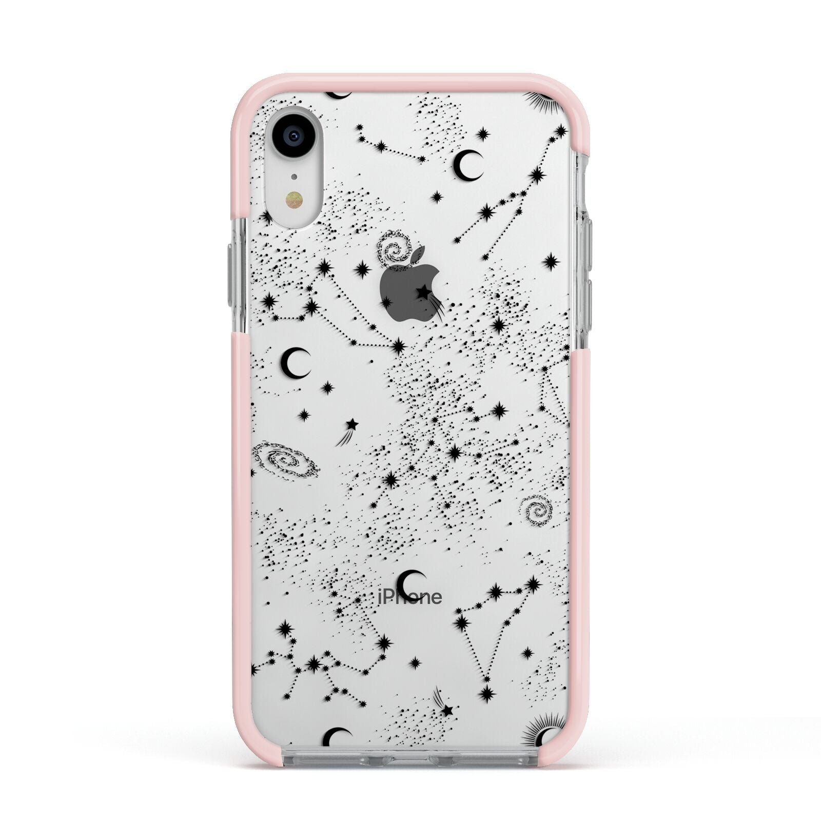 Galaxy Constellation Apple iPhone XR Impact Case Pink Edge on Silver Phone