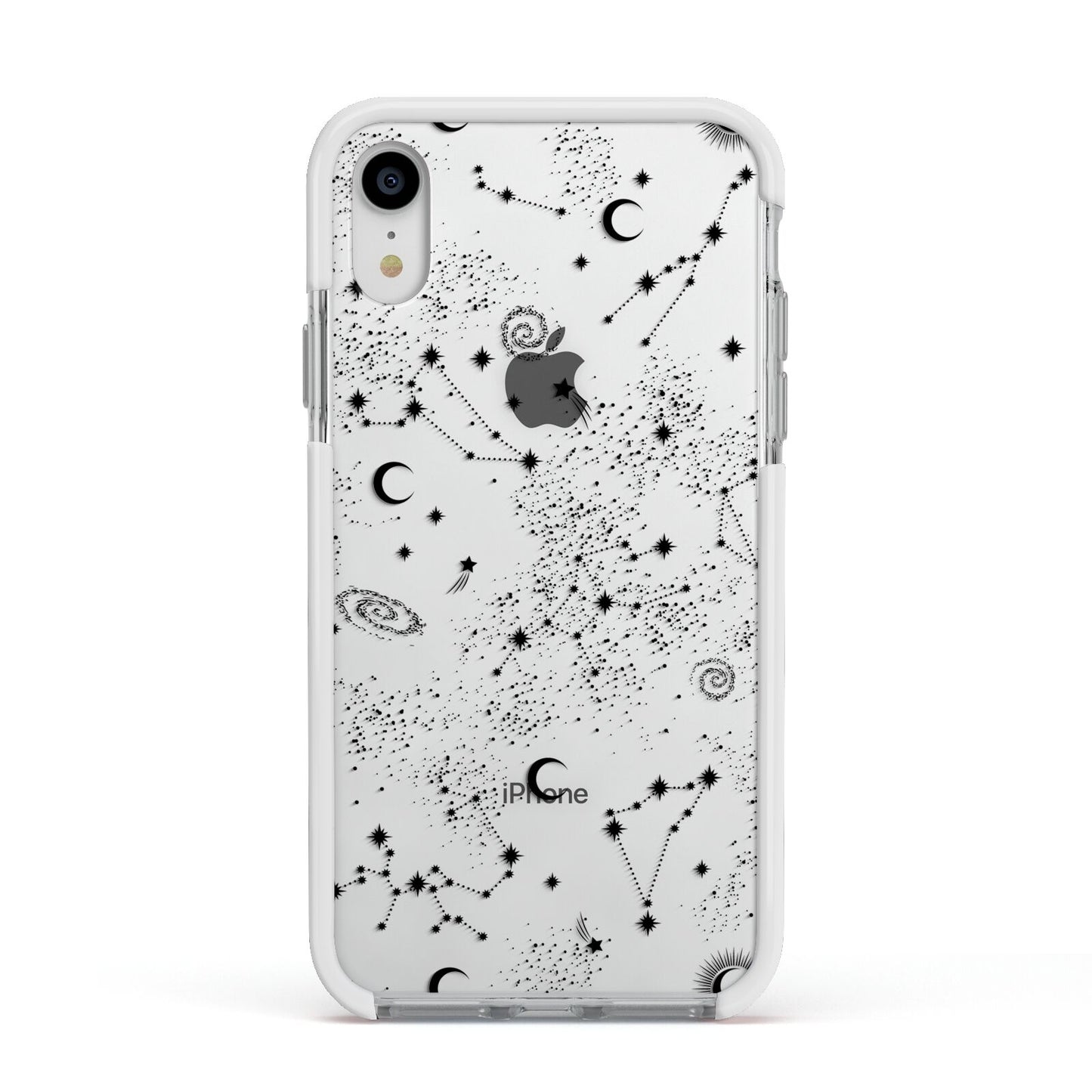 Galaxy Constellation Apple iPhone XR Impact Case White Edge on Silver Phone