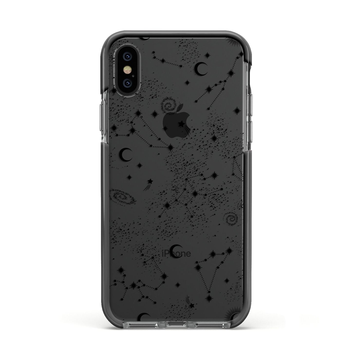 Galaxy Constellation Apple iPhone Xs Impact Case Black Edge on Black Phone