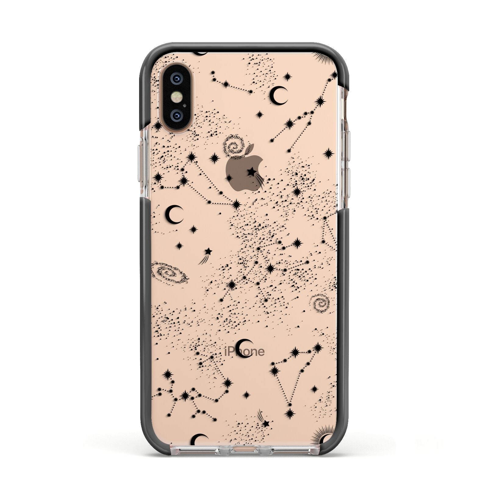 Galaxy Constellation Apple iPhone Xs Impact Case Black Edge on Gold Phone