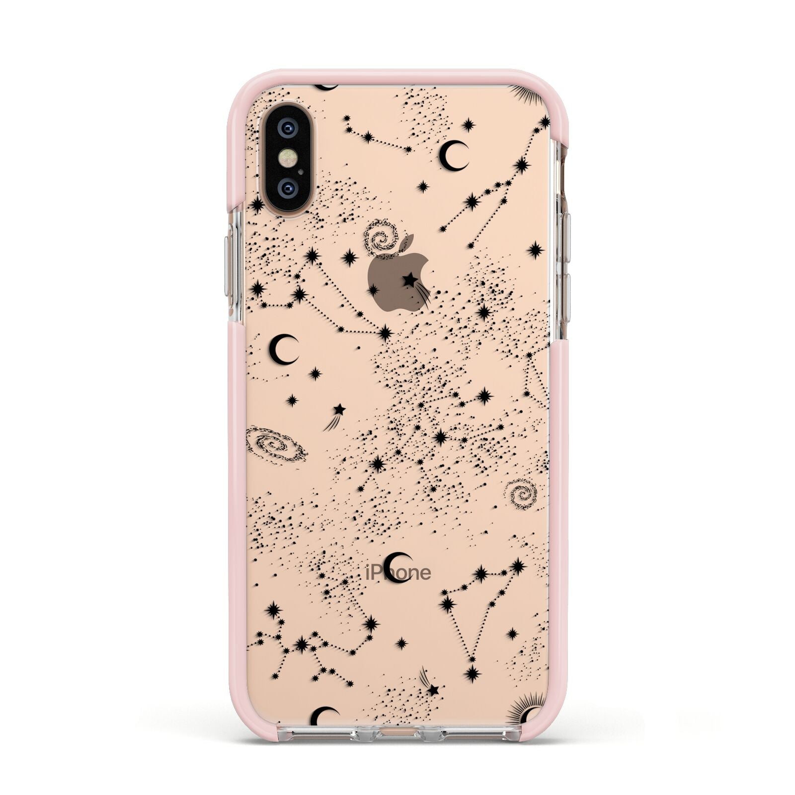 Galaxy Constellation Apple iPhone Xs Impact Case Pink Edge on Gold Phone