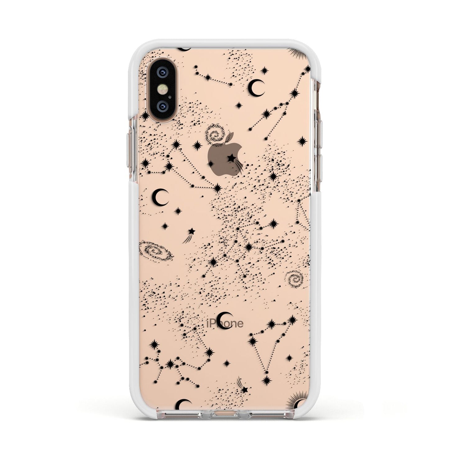 Galaxy Constellation Apple iPhone Xs Impact Case White Edge on Gold Phone