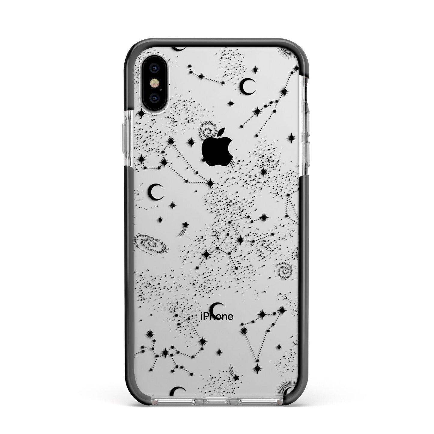 Galaxy Constellation Apple iPhone Xs Max Impact Case Black Edge on Silver Phone