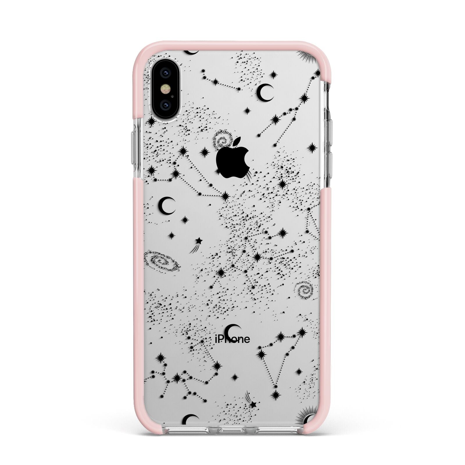 Galaxy Constellation Apple iPhone Xs Max Impact Case Pink Edge on Silver Phone