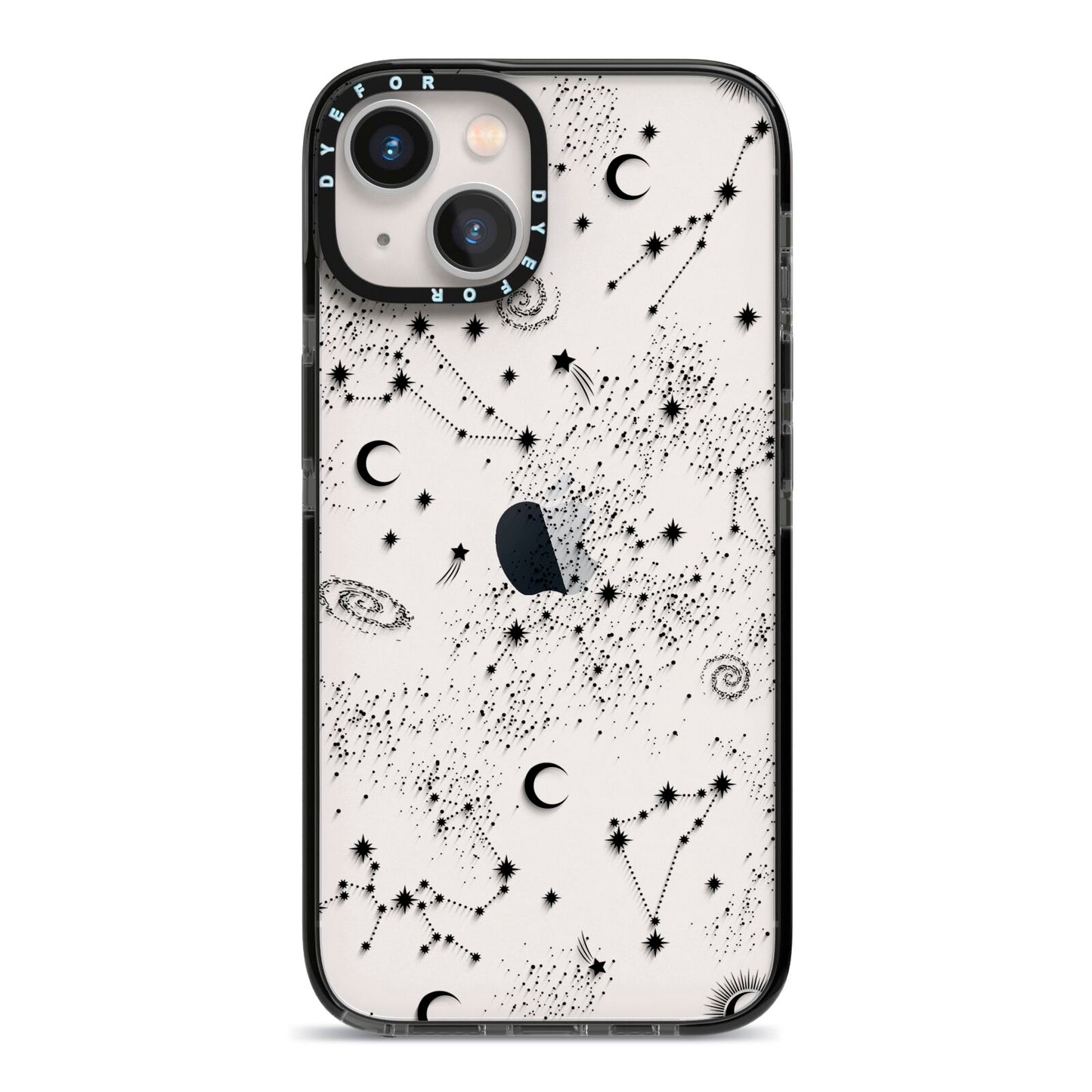 Galaxy Constellation iPhone 13 Black Impact Case on Silver phone