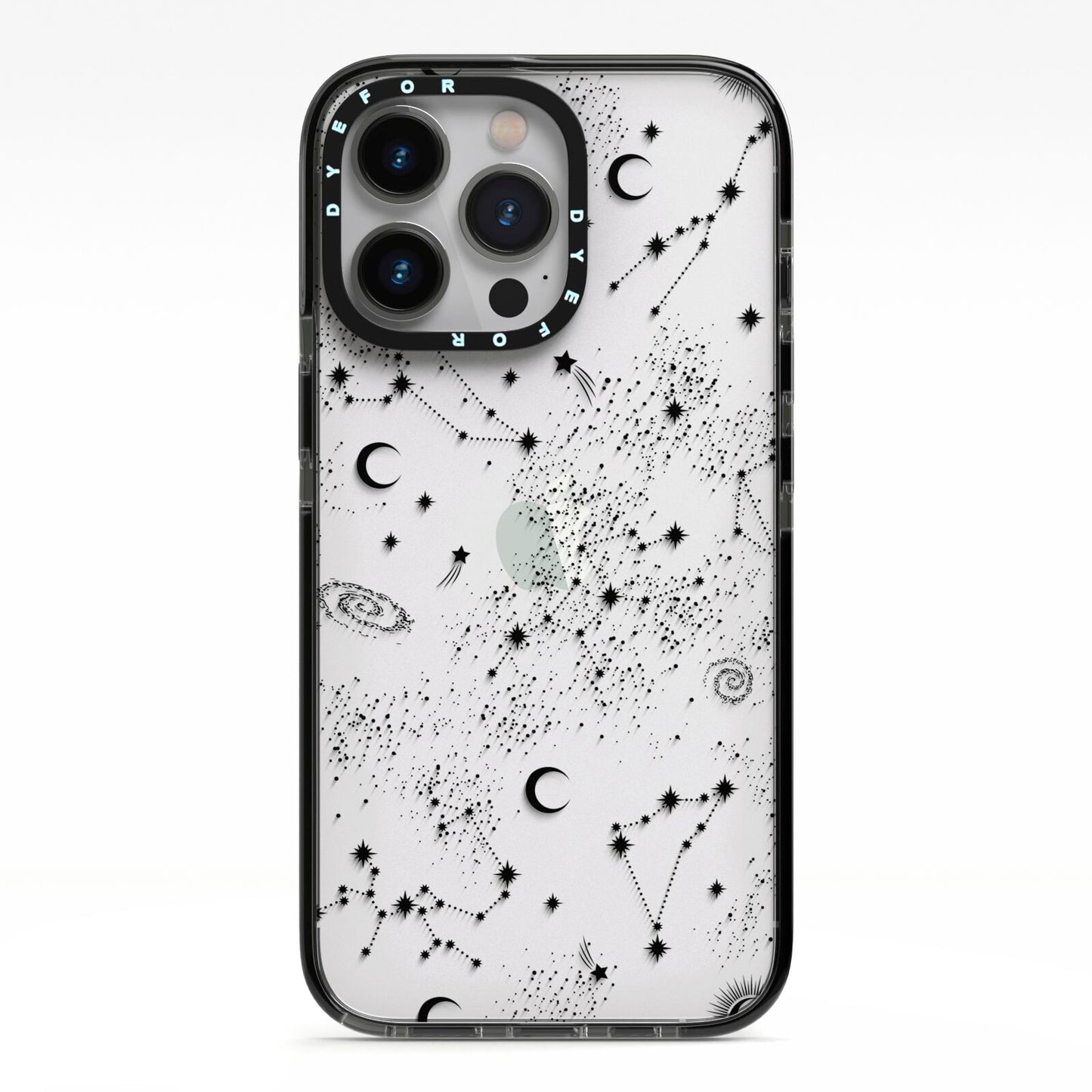 Galaxy Constellation iPhone 13 Pro Black Impact Case on Silver phone