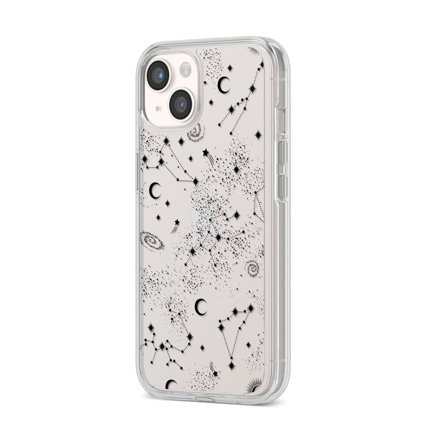 Galaxy Constellation iPhone 14 Clear Tough Case Starlight Angled Image