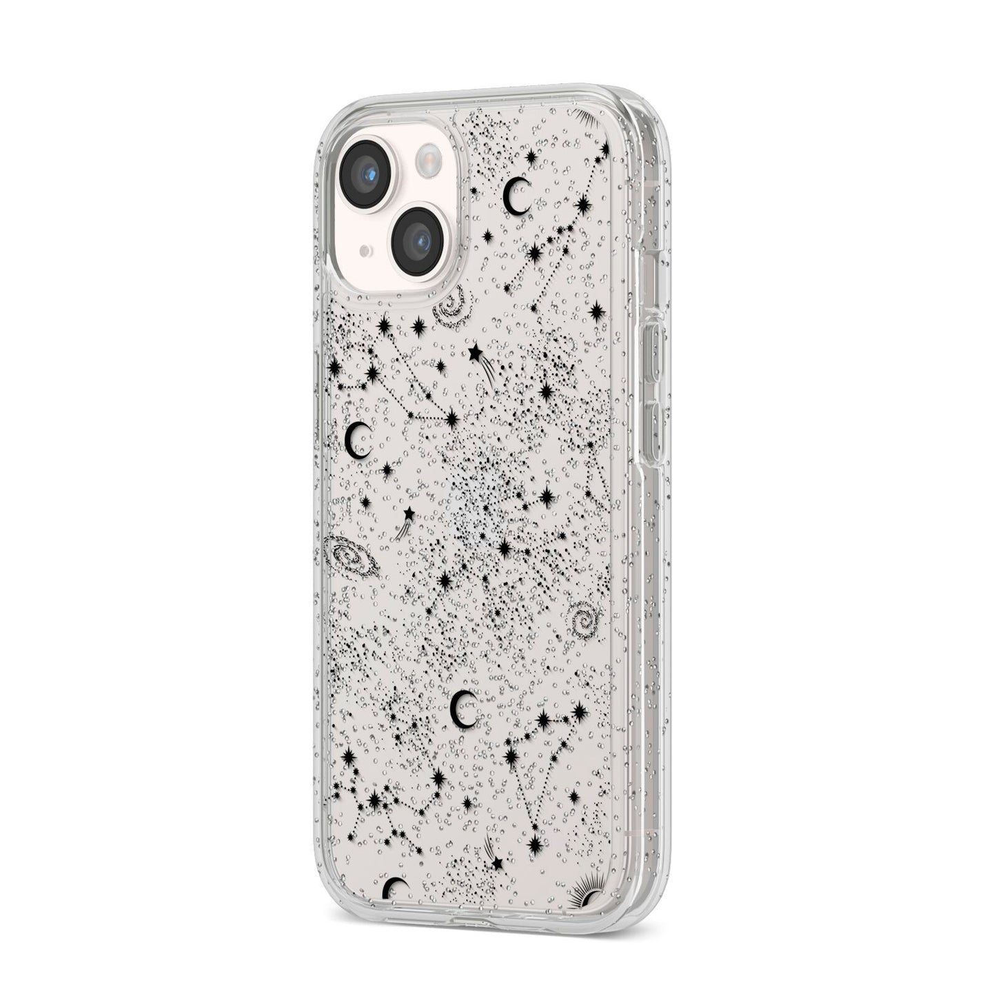 Galaxy Constellation iPhone 14 Glitter Tough Case Starlight Angled Image