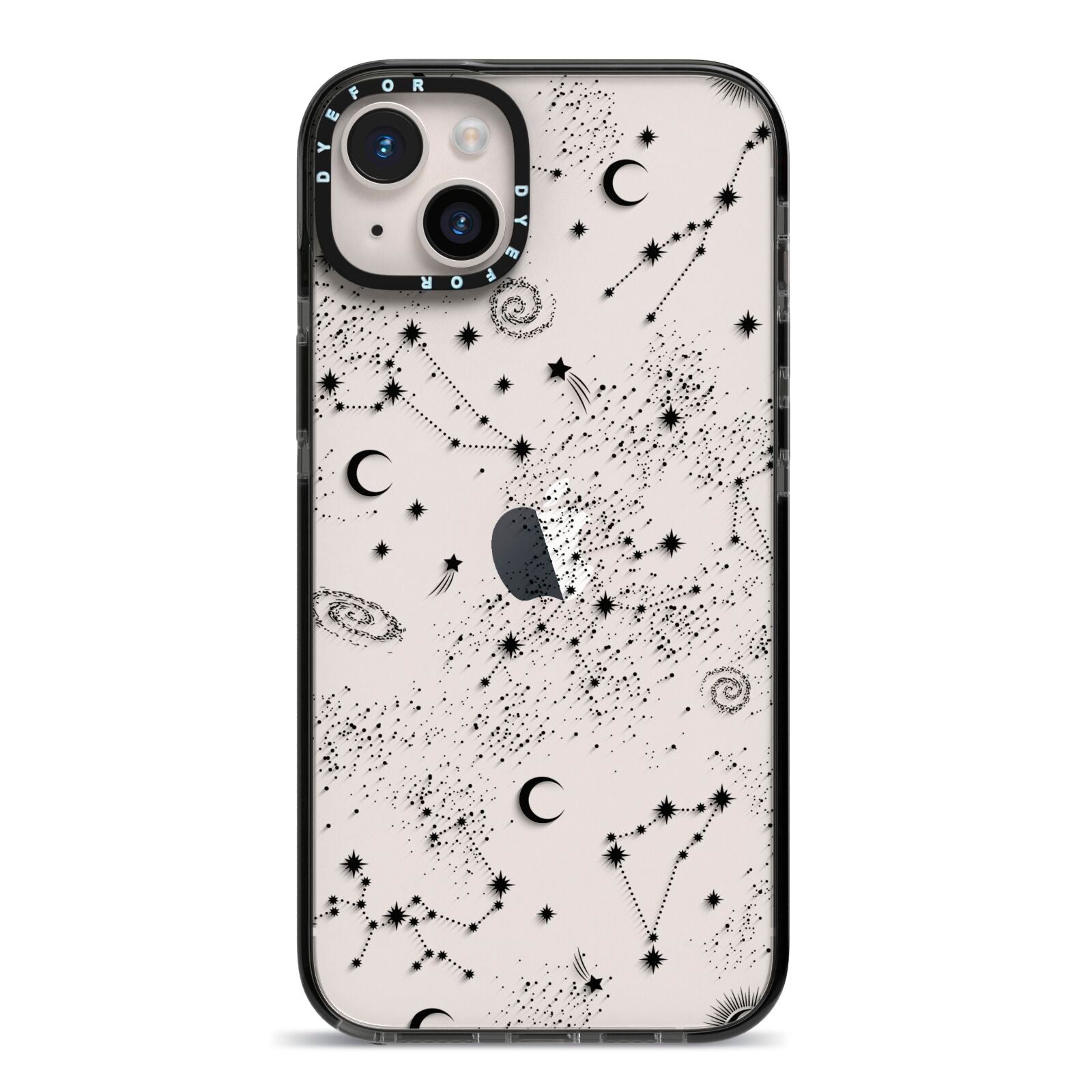 Galaxy Constellation iPhone 14 Plus Black Impact Case on Silver phone