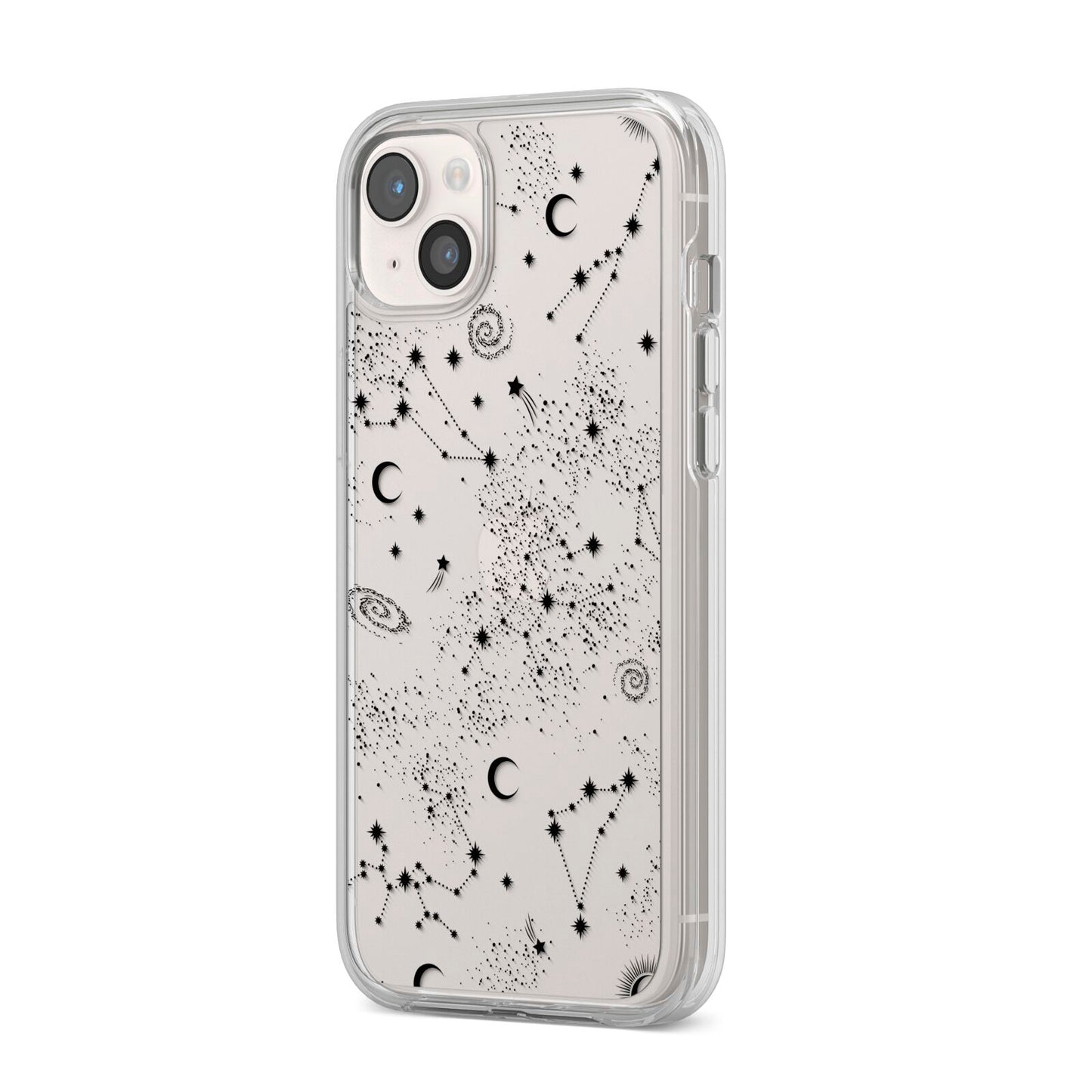 Galaxy Constellation iPhone 14 Plus Clear Tough Case Starlight Angled Image