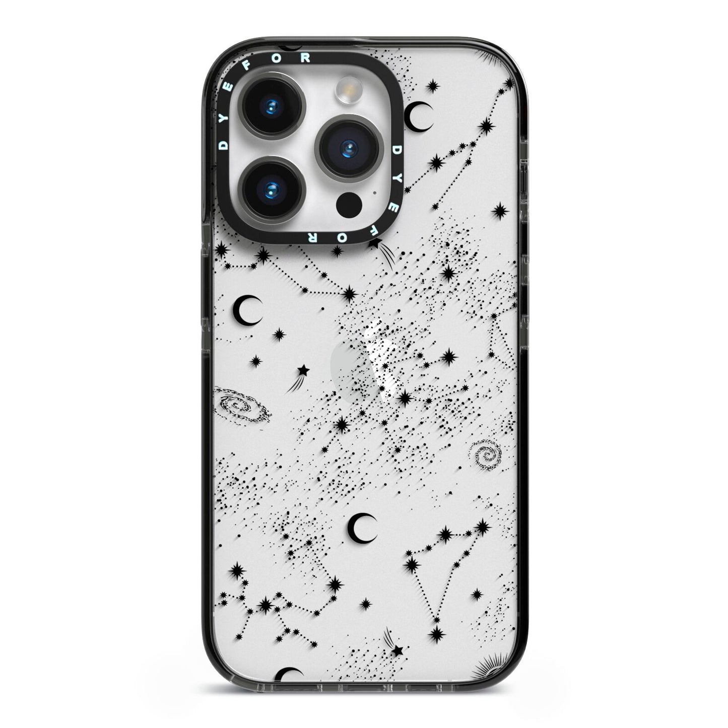 Galaxy Constellation iPhone 14 Pro Black Impact Case on Silver phone