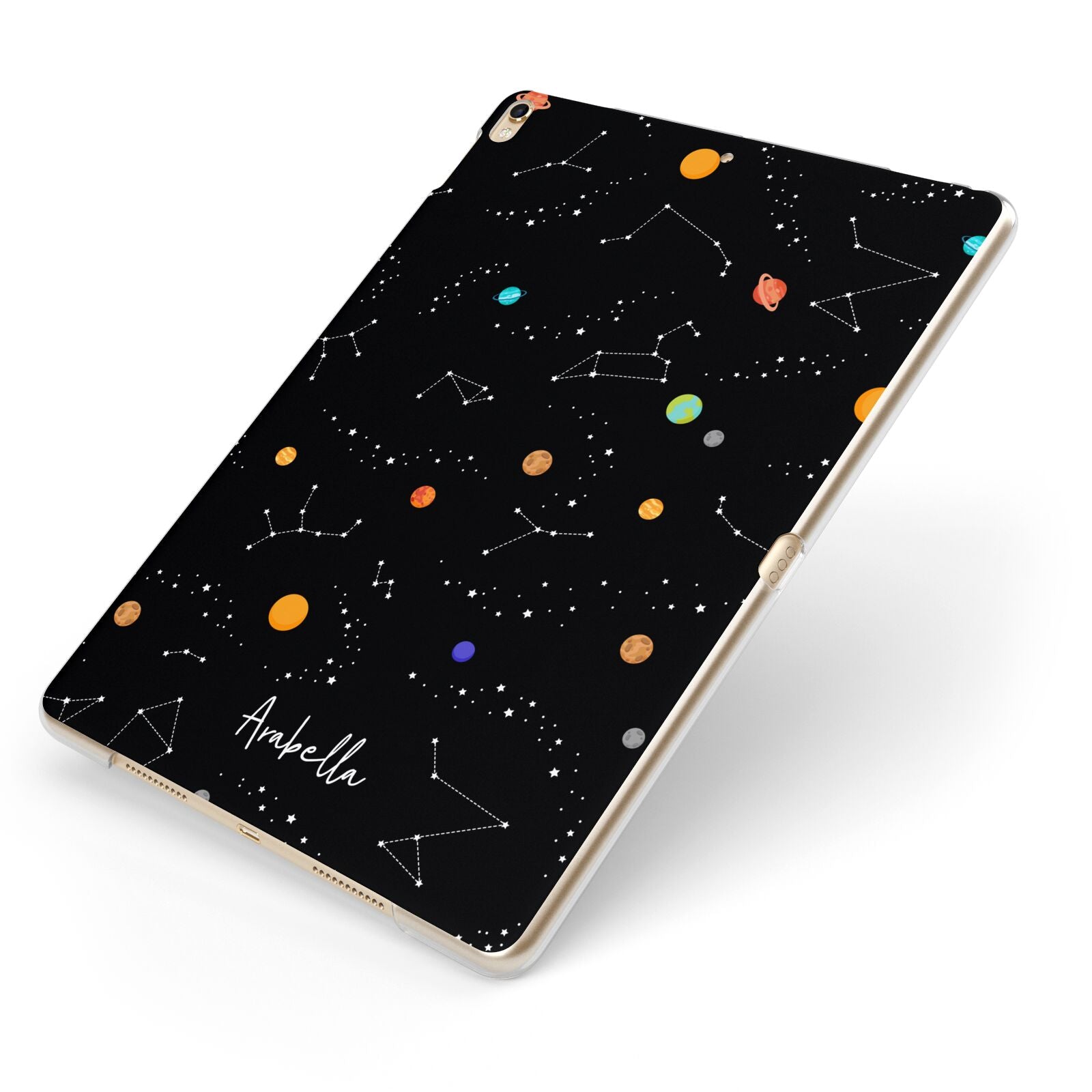 Galaxy Scene with Name Apple iPad Case on Gold iPad Side View