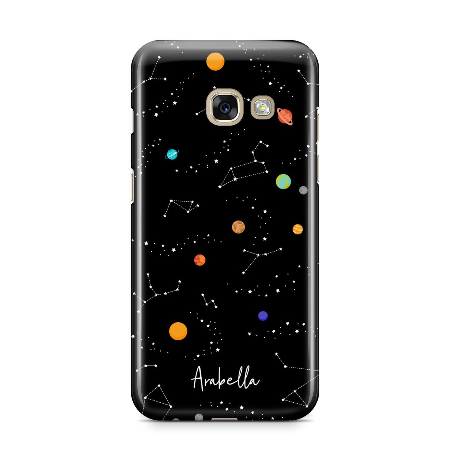 Galaxy Scene with Name Samsung Galaxy A3 2017 Case on gold phone