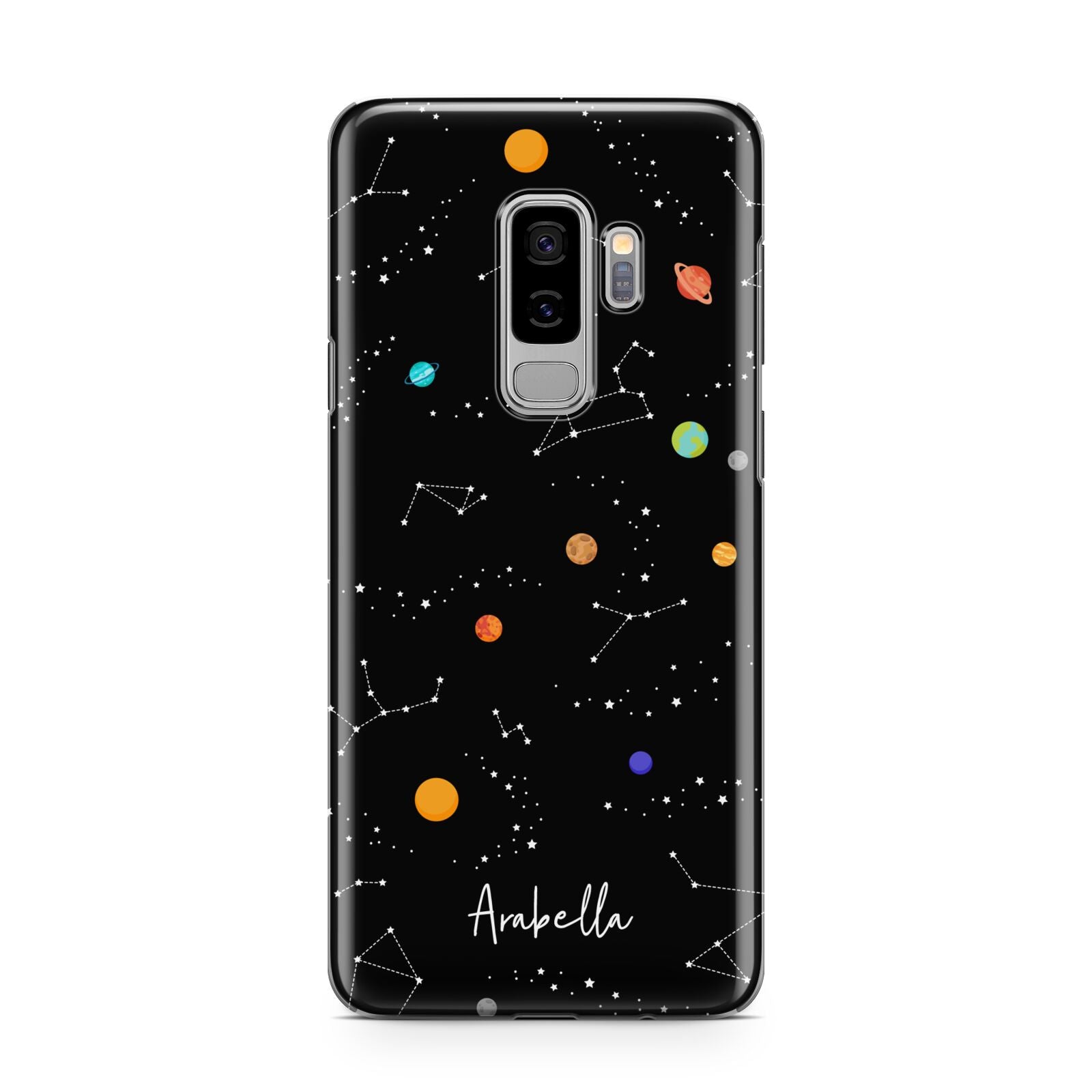 Galaxy Scene with Name Samsung Galaxy S9 Plus Case on Silver phone