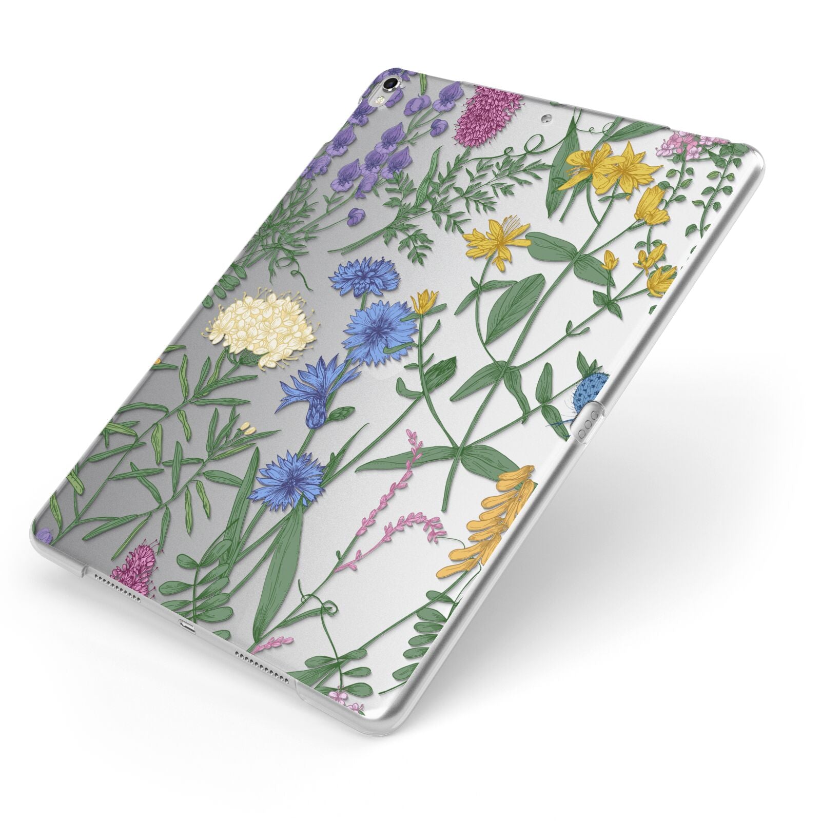Garden Florals Apple iPad Case on Silver iPad Side View