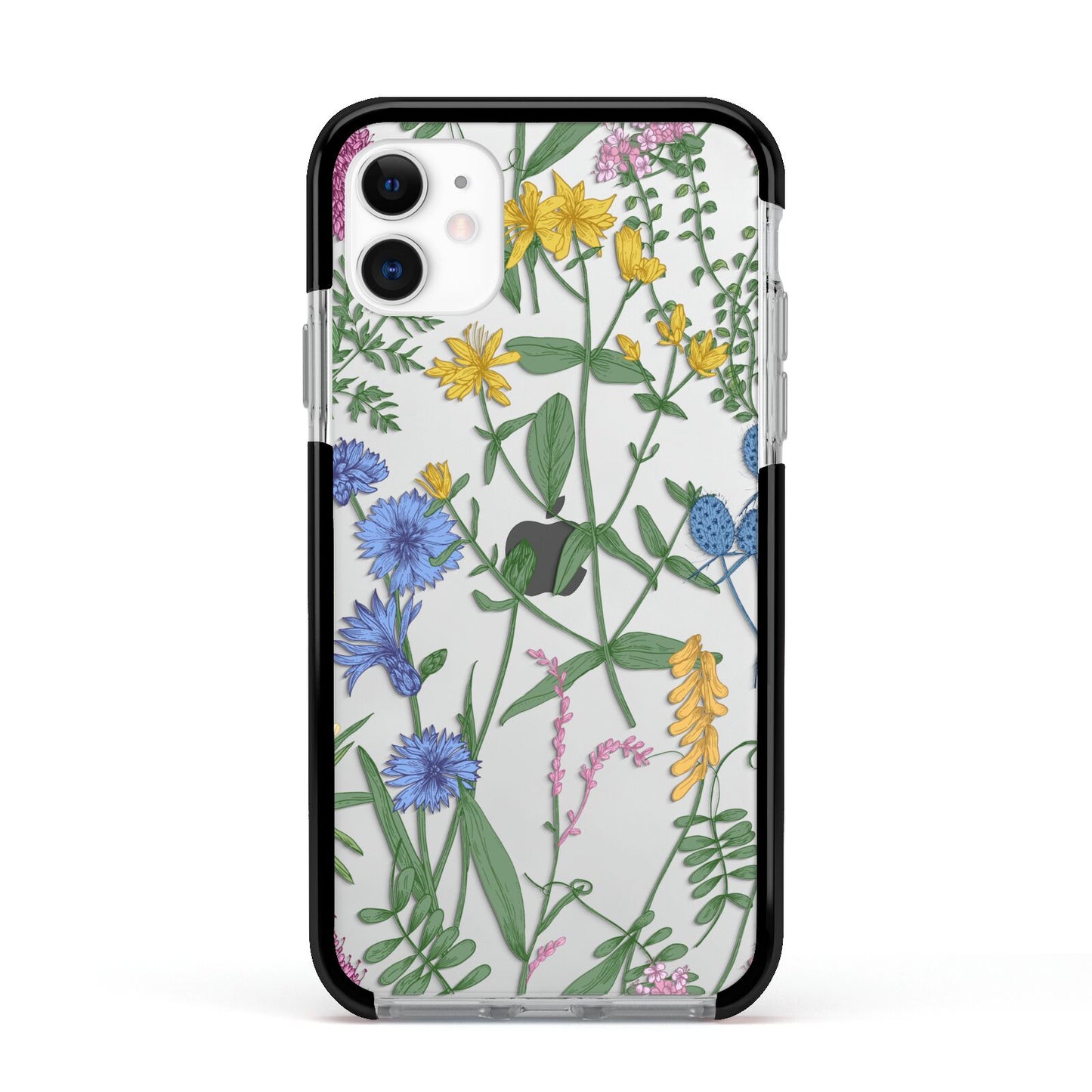 Garden Florals Apple iPhone 11 in White with Black Impact Case