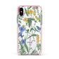 Garden Florals Apple iPhone Xs Impact Case Pink Edge on Silver Phone