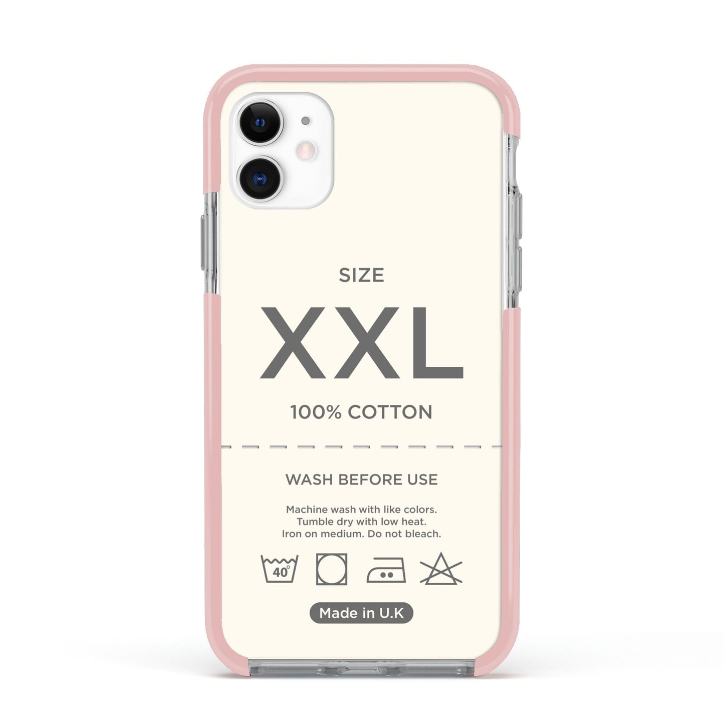 Garment Label Apple iPhone 11 in White with Pink Impact Case