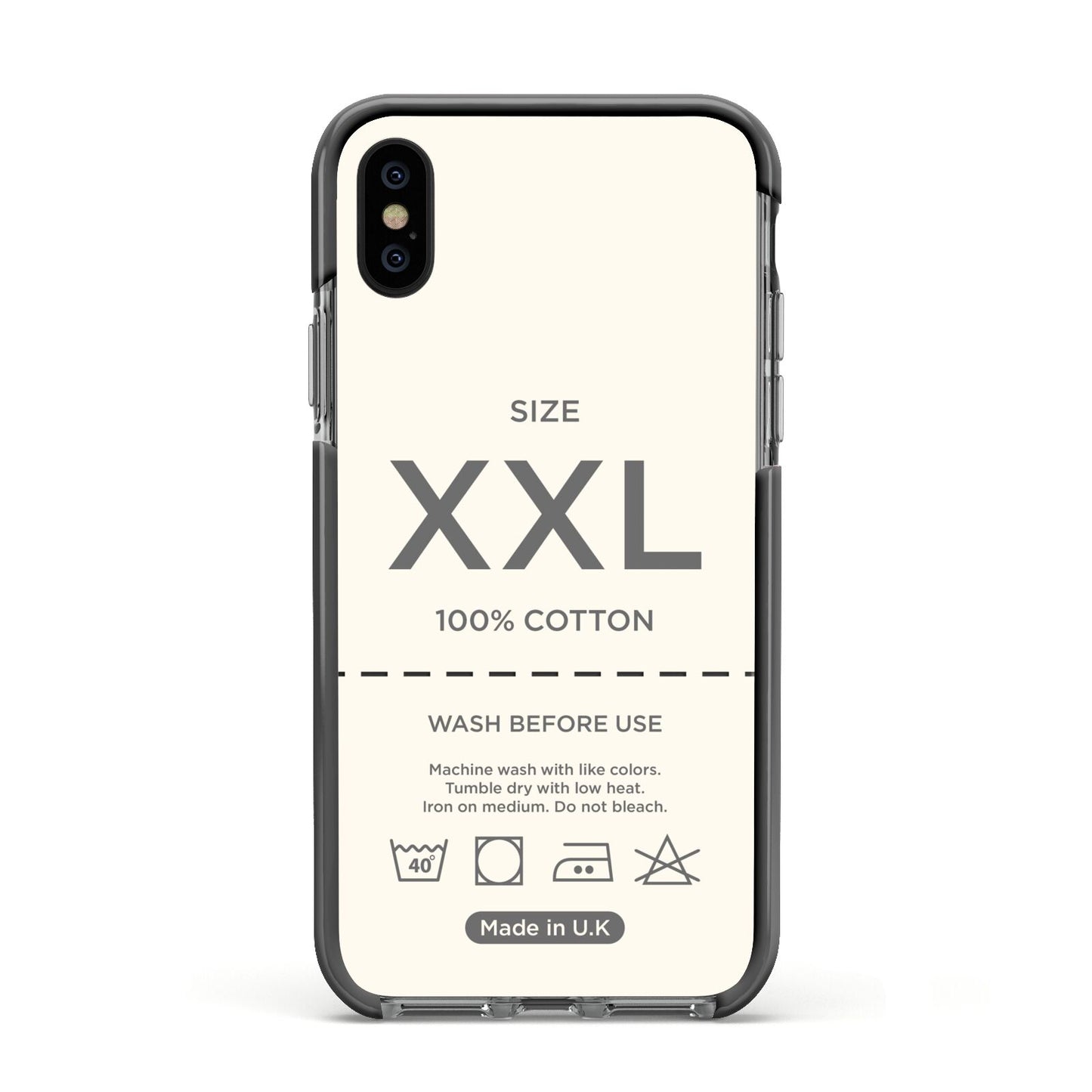 Garment Label Apple iPhone Xs Impact Case Black Edge on Black Phone