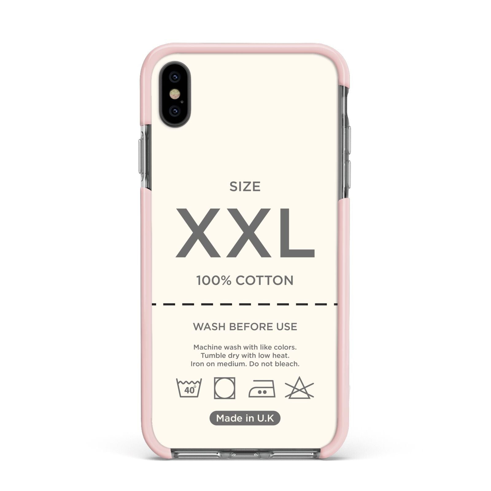 Garment Label Apple iPhone Xs Max Impact Case Pink Edge on Black Phone