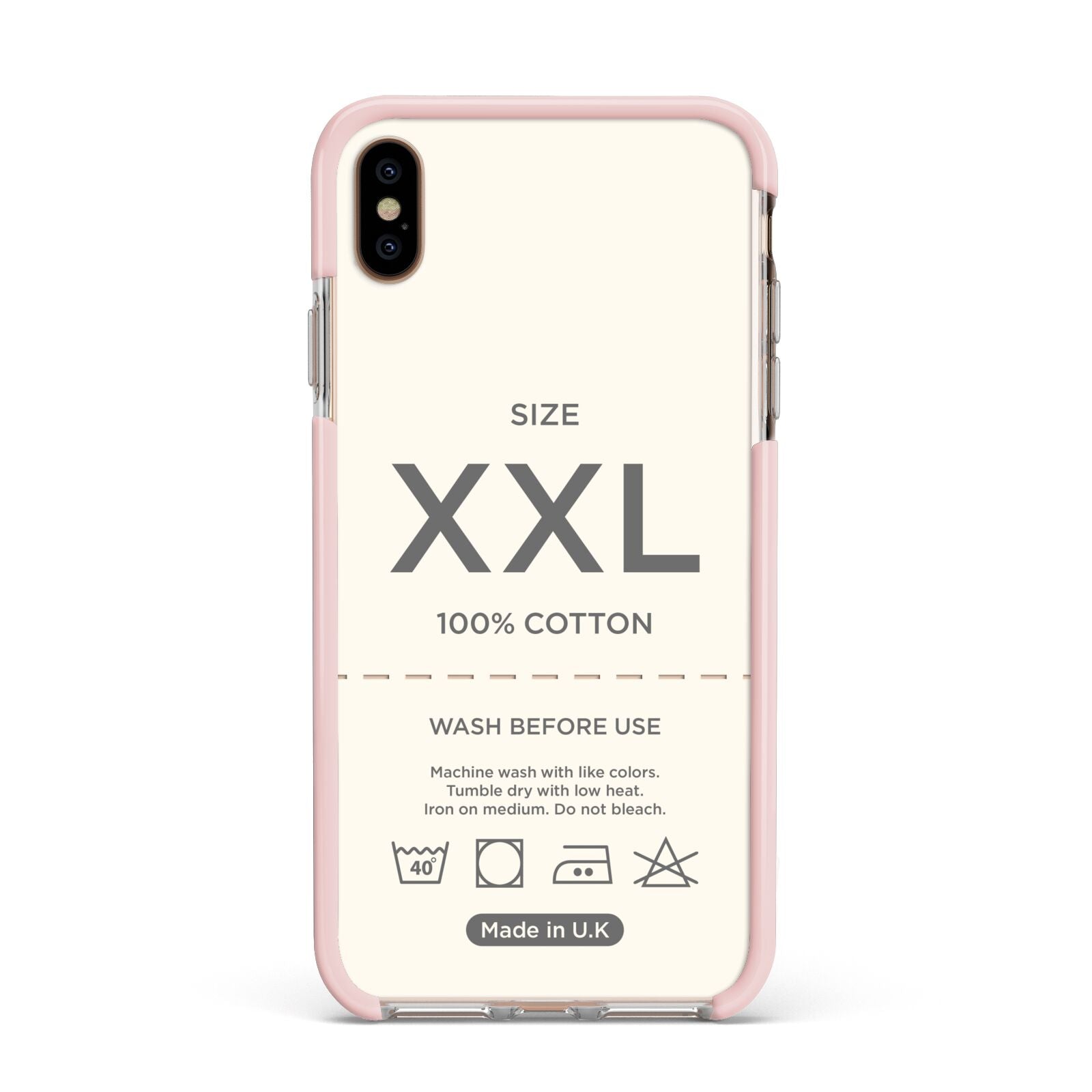 Garment Label Apple iPhone Xs Max Impact Case Pink Edge on Gold Phone