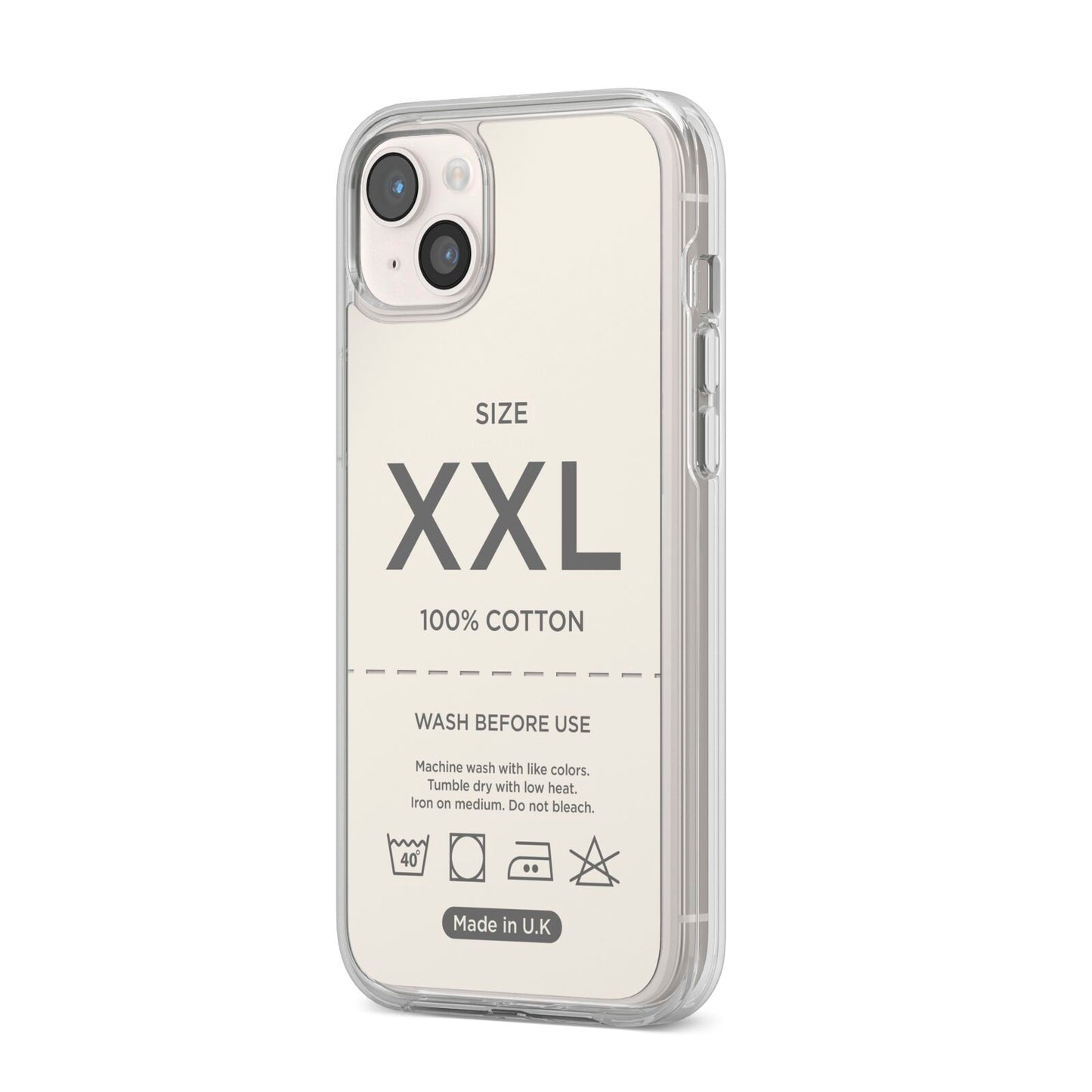 Garment Label iPhone 14 Plus Clear Tough Case Starlight Angled Image