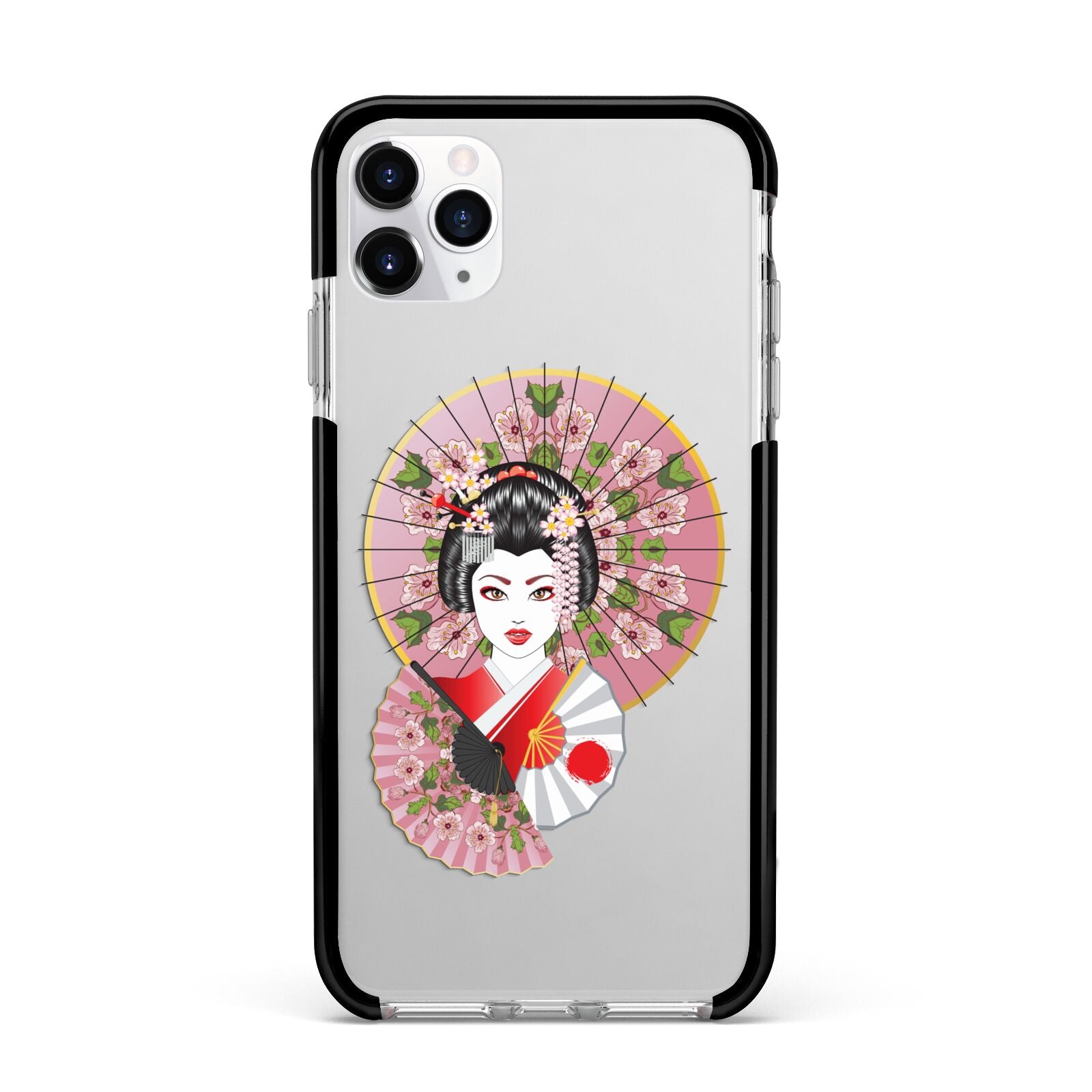 Geisha Girl Apple iPhone 11 Pro Max in Silver with Black Impact Case