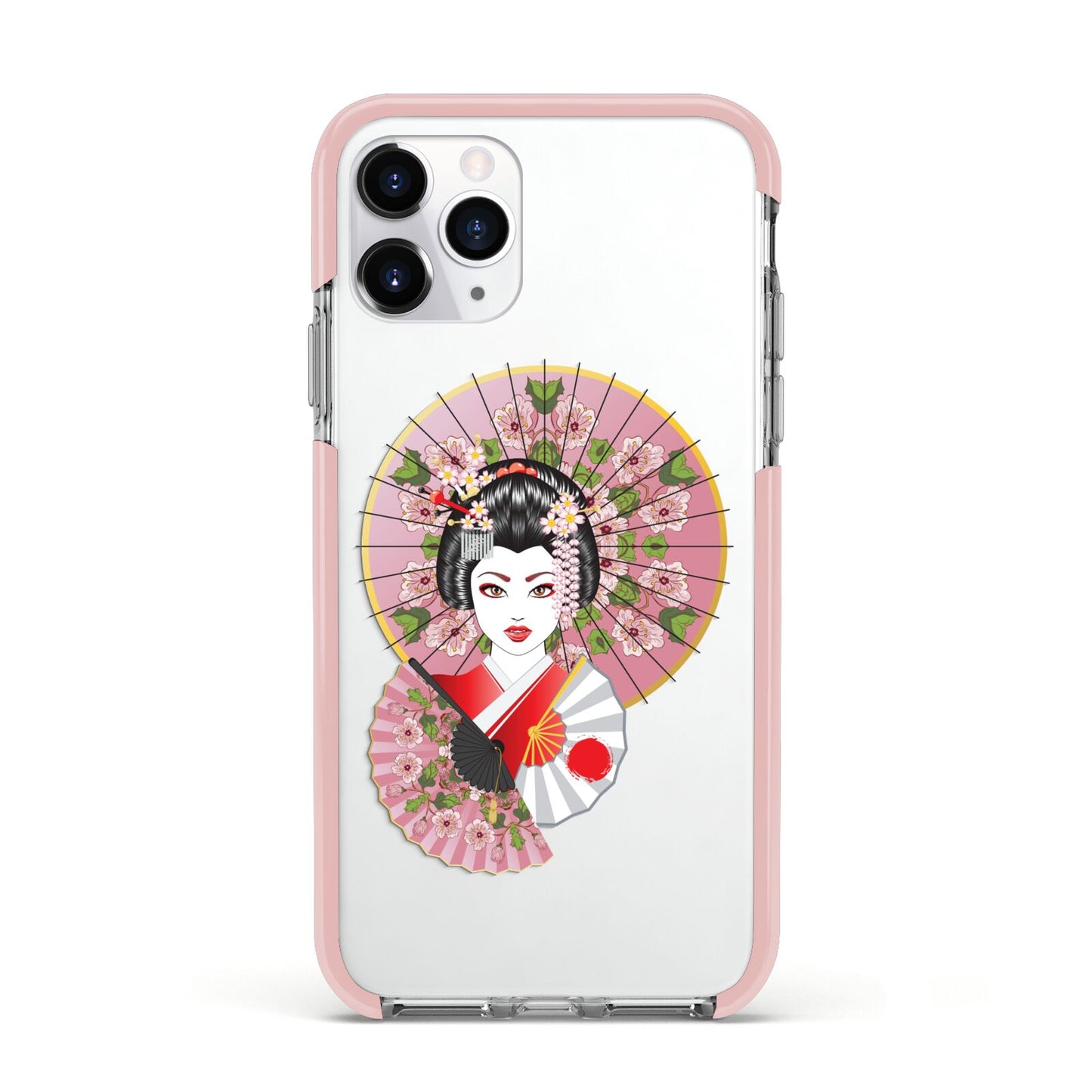 Geisha Girl Apple iPhone 11 Pro in Silver with Pink Impact Case