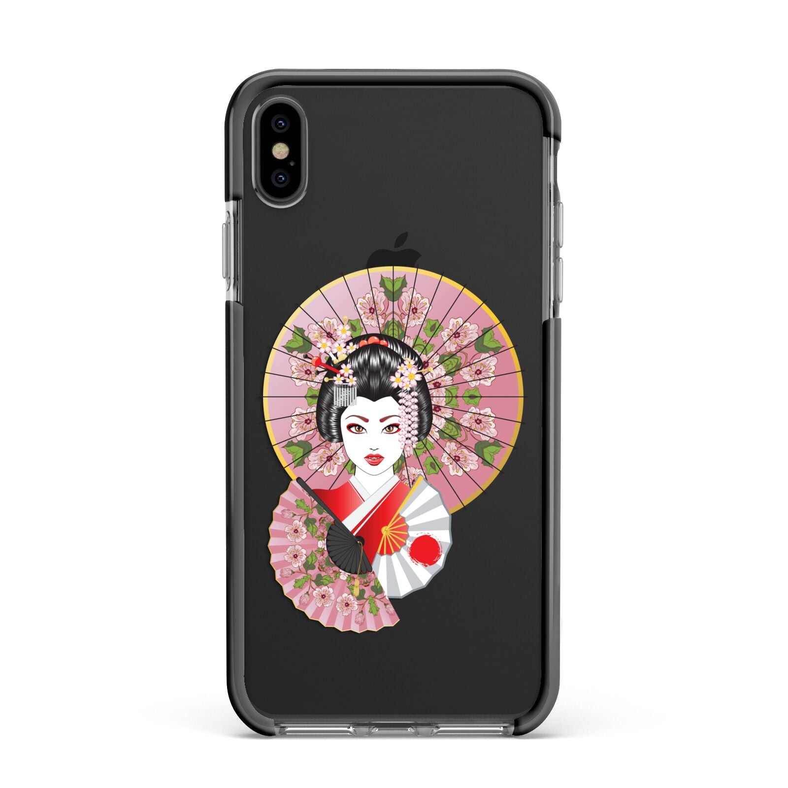 Geisha Girl Apple iPhone Xs Max Impact Case Black Edge on Black Phone