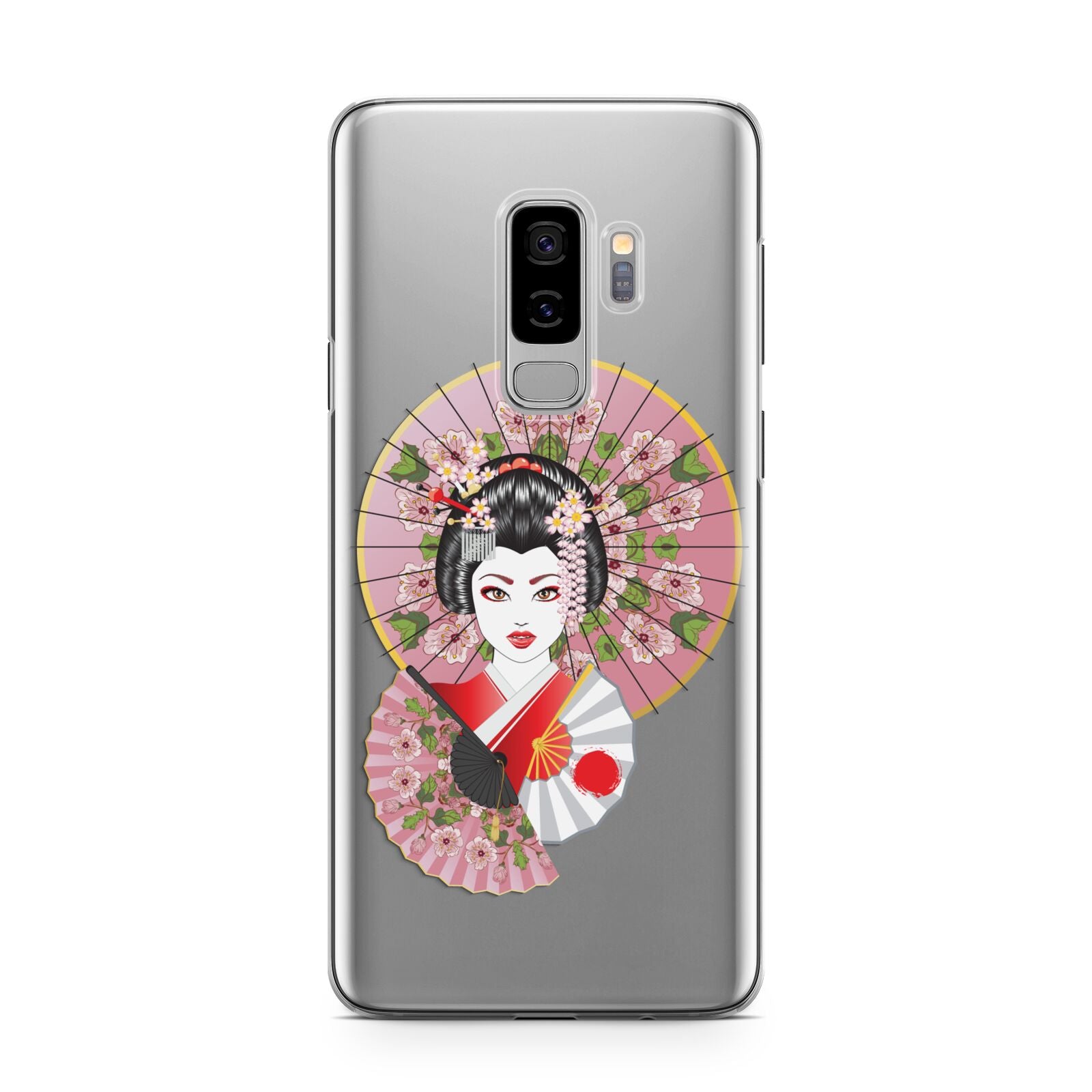 Geisha Girl Samsung Galaxy S9 Plus Case on Silver phone
