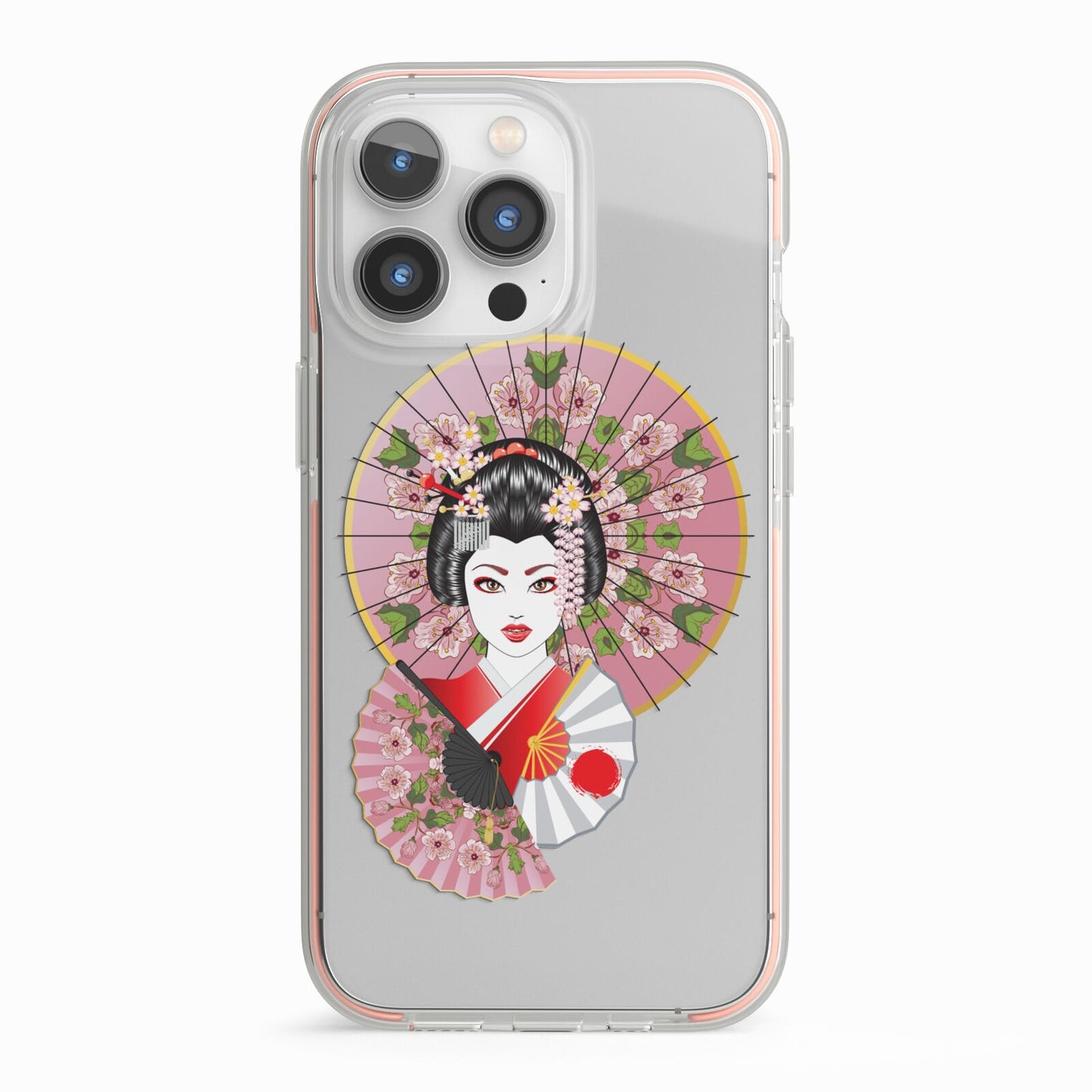 Geisha Girl iPhone 13 Pro TPU Impact Case with Pink Edges