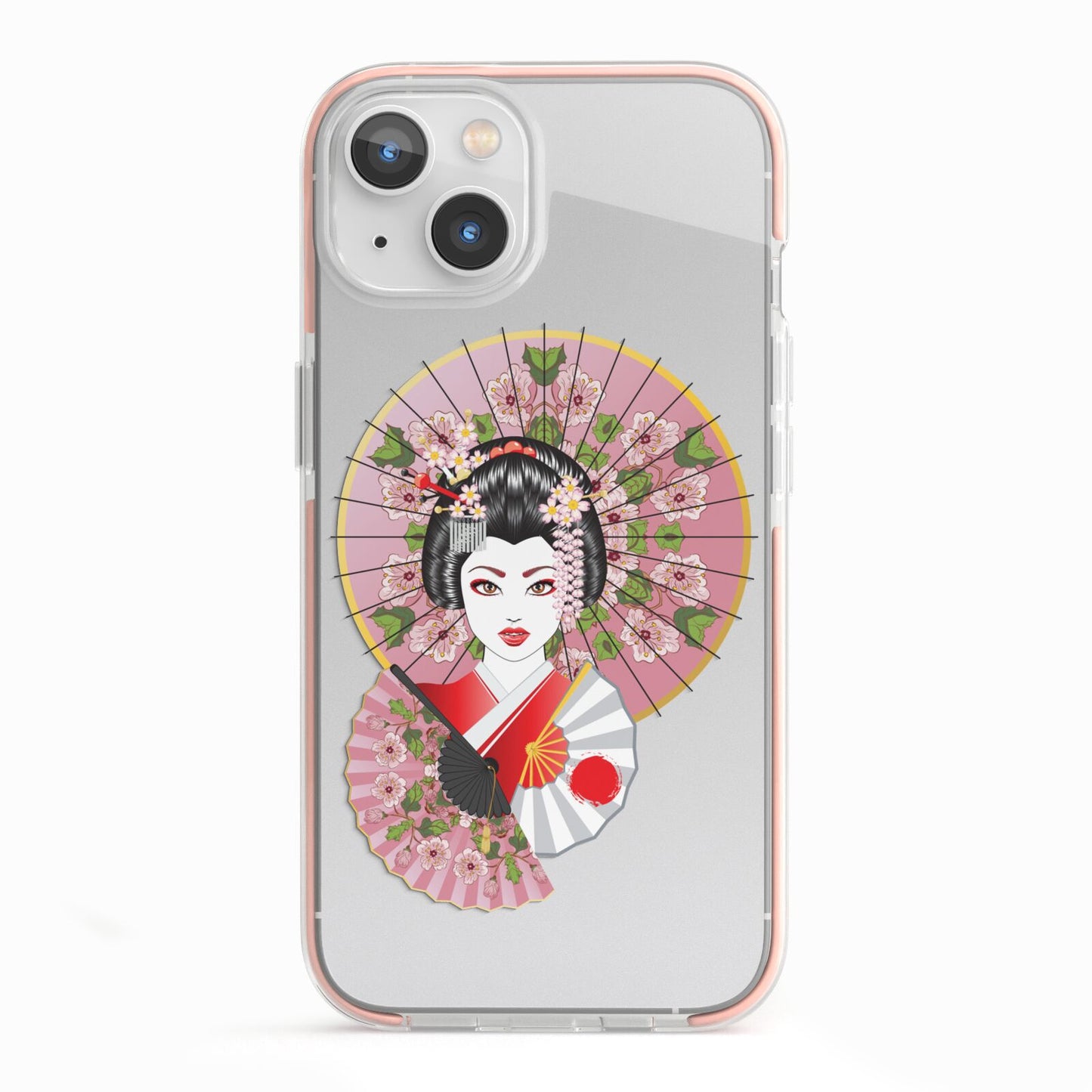 Geisha Girl iPhone 13 TPU Impact Case with Pink Edges