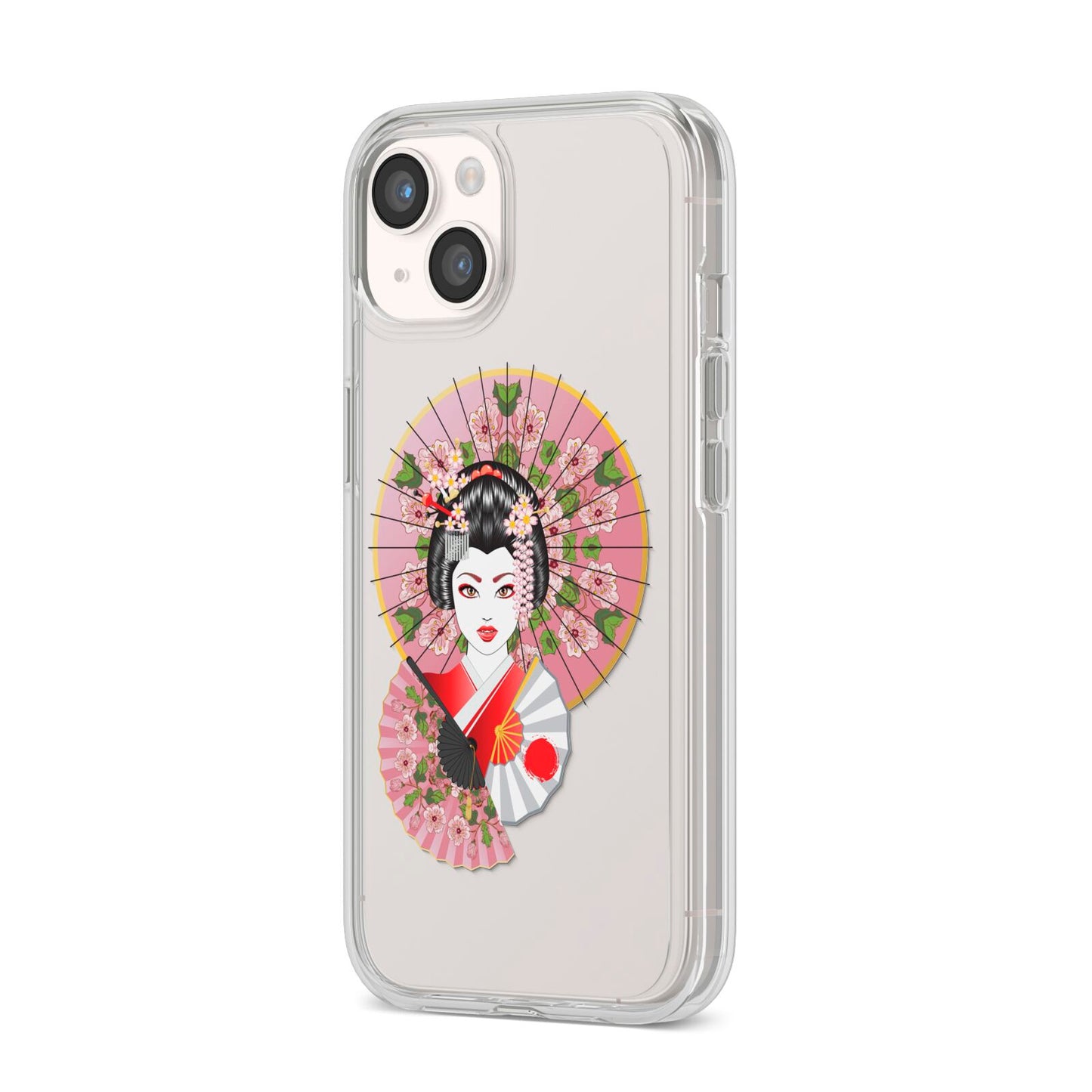 Geisha Girl iPhone 14 Clear Tough Case Starlight Angled Image