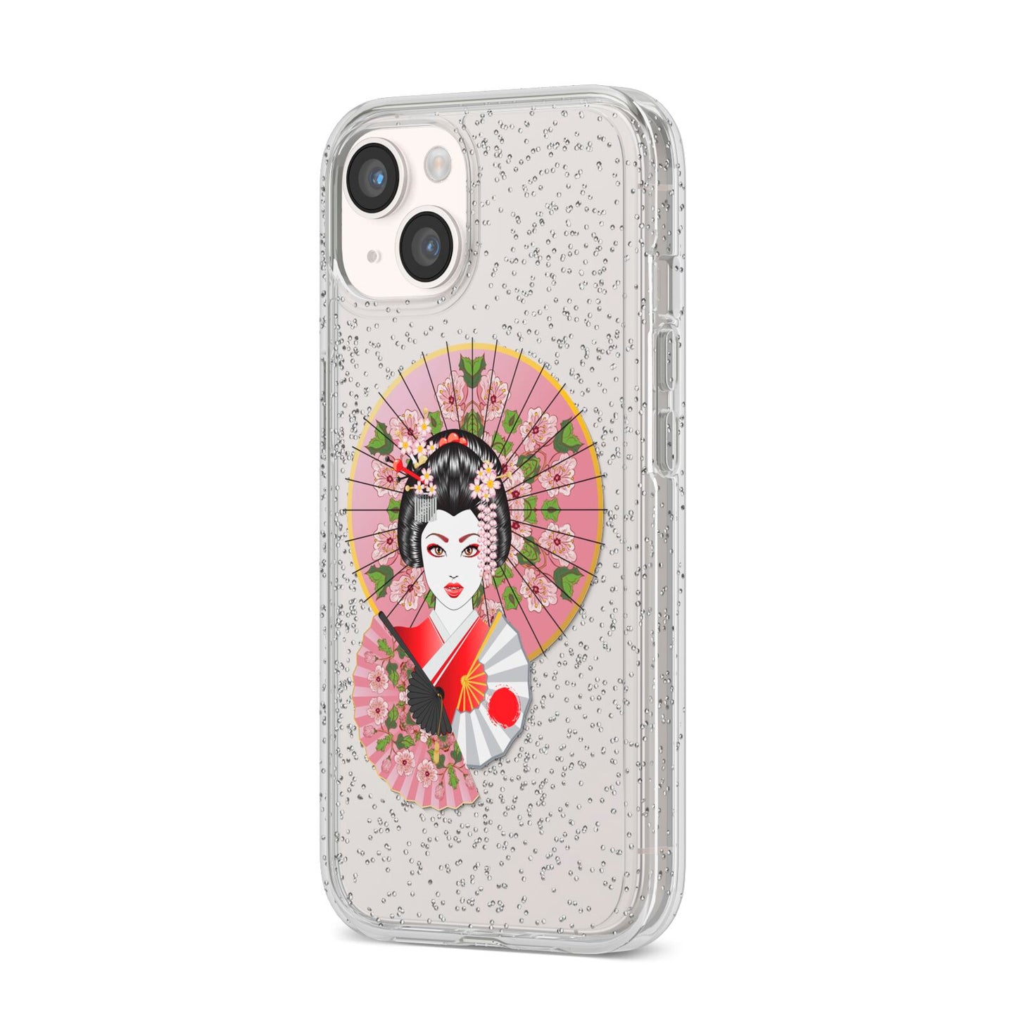 Geisha Girl iPhone 14 Glitter Tough Case Starlight Angled Image