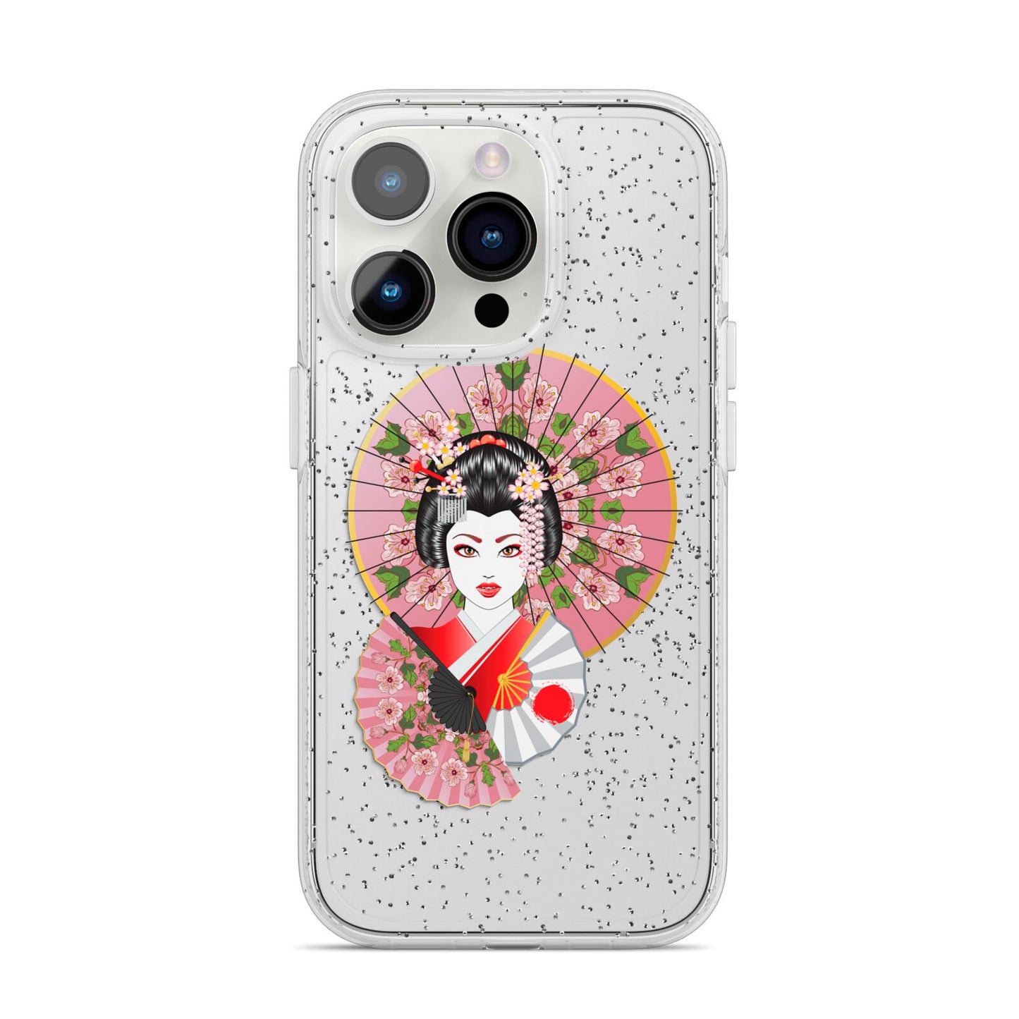 Geisha Girl iPhone 14 Pro Glitter Tough Case Silver