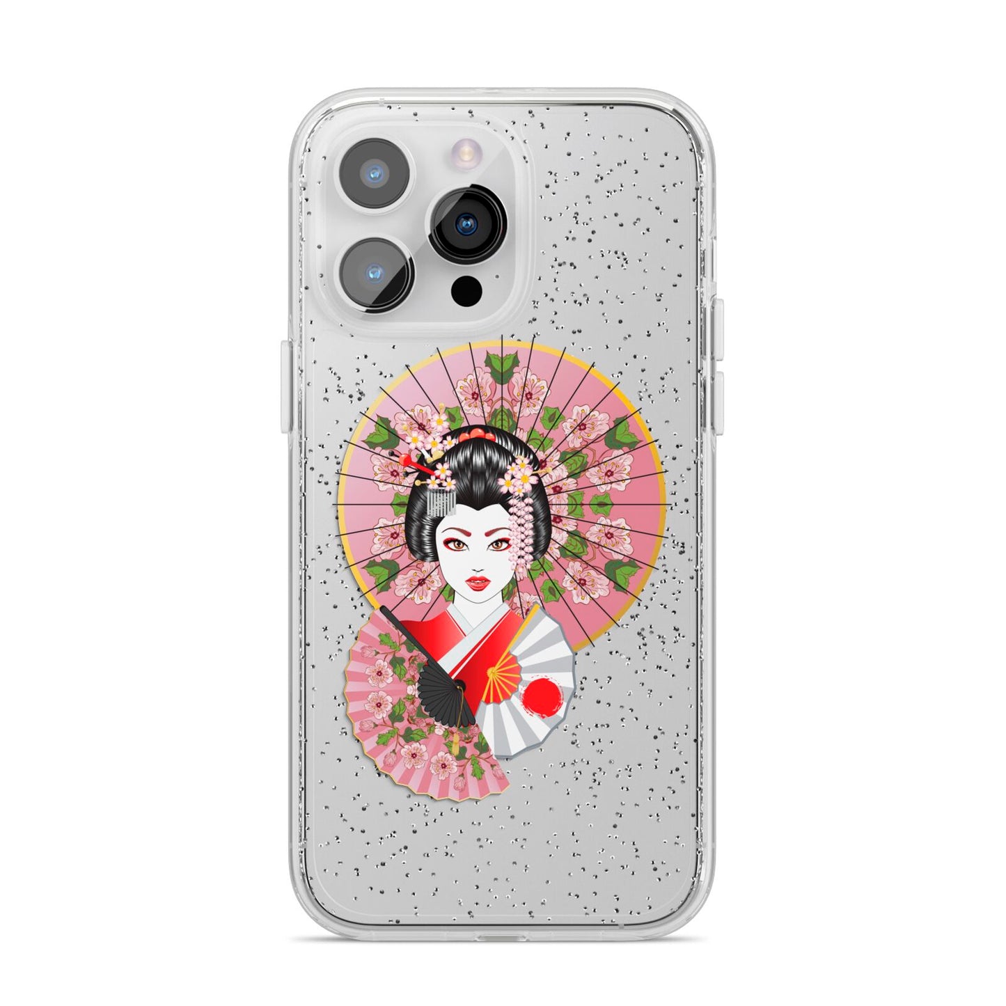 Geisha Girl iPhone 14 Pro Max Glitter Tough Case Silver