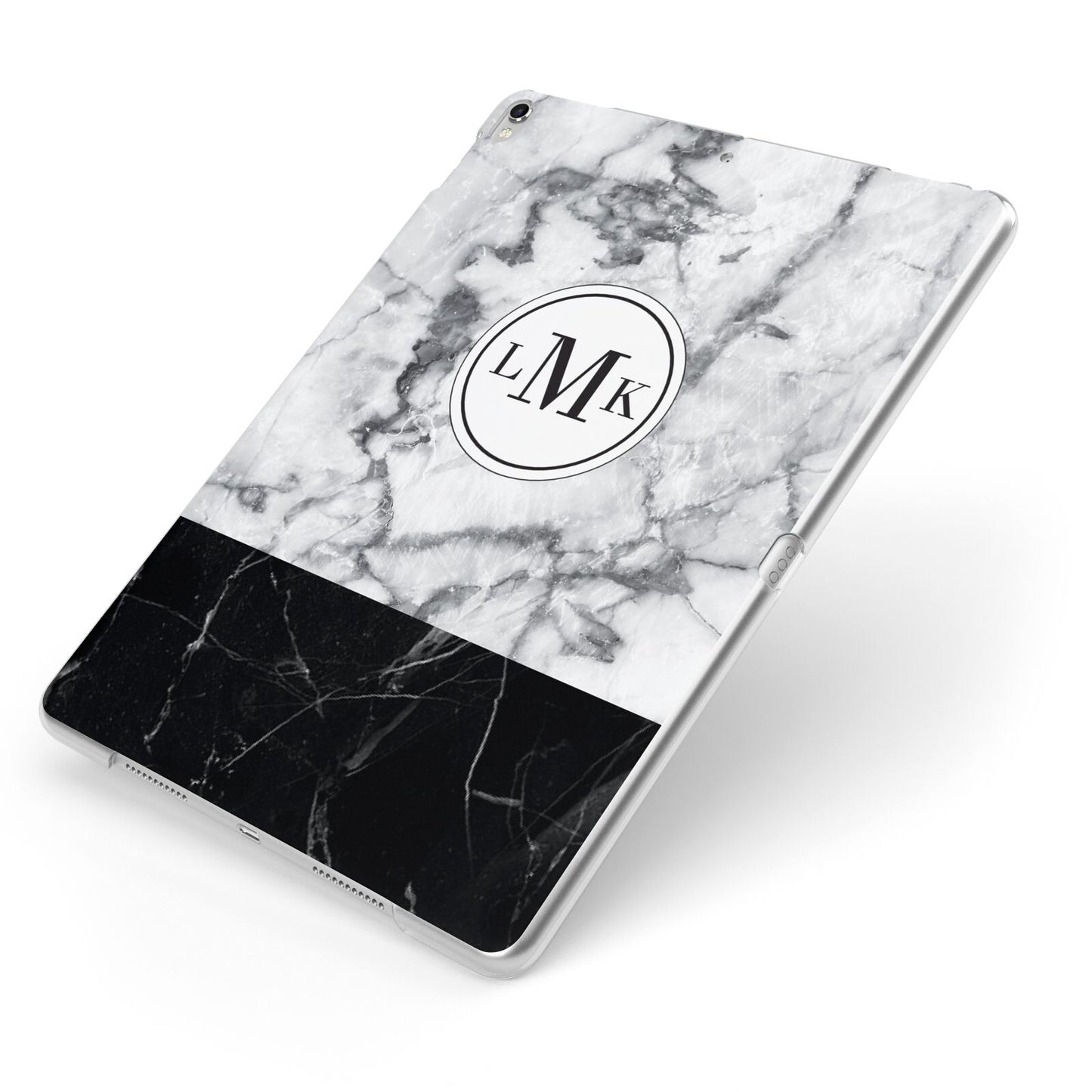 Geometric Marble Initials Personalised Apple iPad Case on Silver iPad Side View