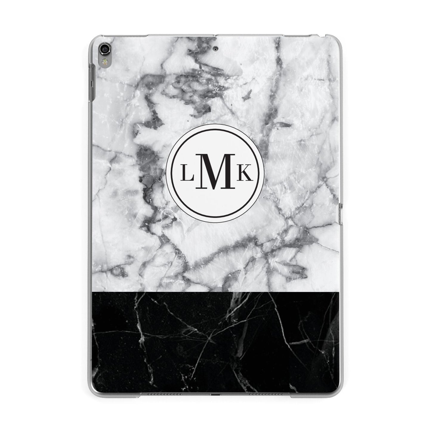 Geometric Marble Initials Personalised Apple iPad Grey Case