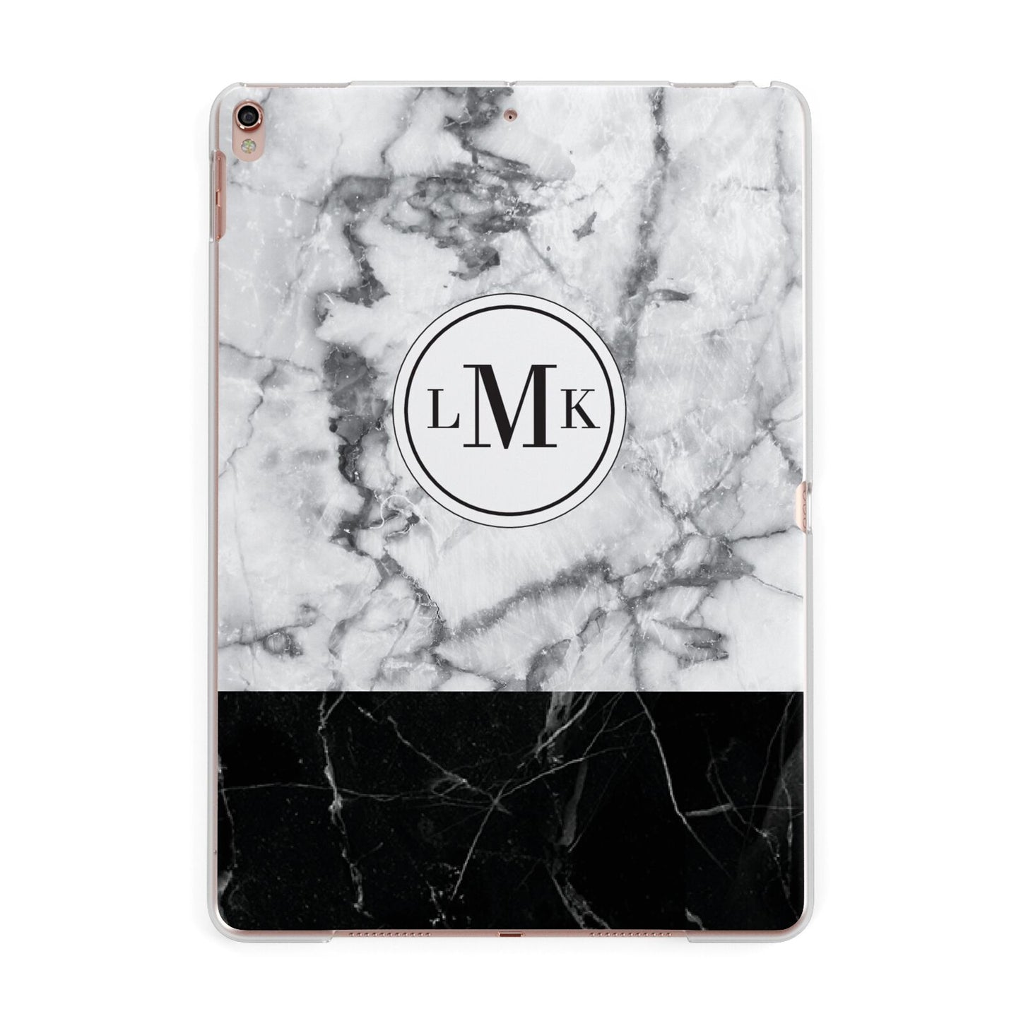 Geometric Marble Initials Personalised Apple iPad Rose Gold Case