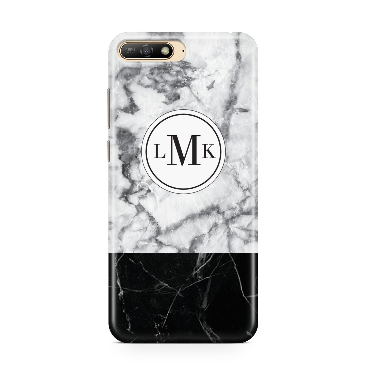 Geometric Marble Initials Personalised Huawei Y6 2018